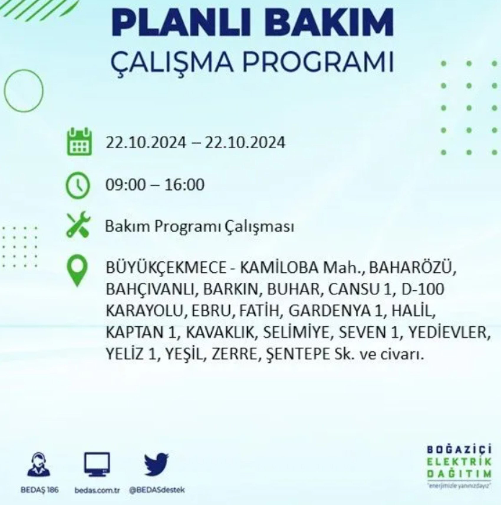 İstanbul’un hangi ilçelerinde elektrik kesintisi olacak? BEDAŞ 22 Ekim elektrik kesintisi yaşanacak yerleri açıkladı!