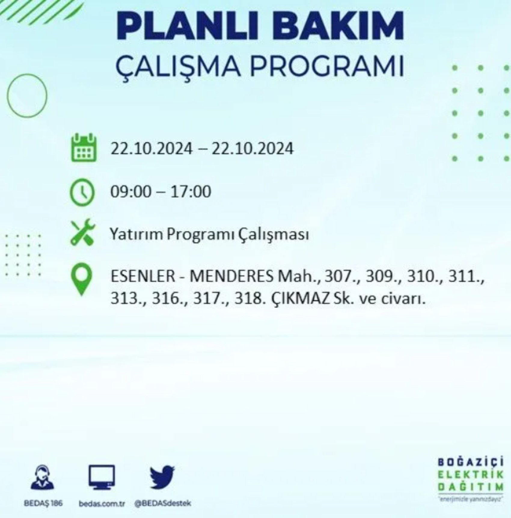 İstanbul’un hangi ilçelerinde elektrik kesintisi olacak? BEDAŞ 22 Ekim elektrik kesintisi yaşanacak yerleri açıkladı!