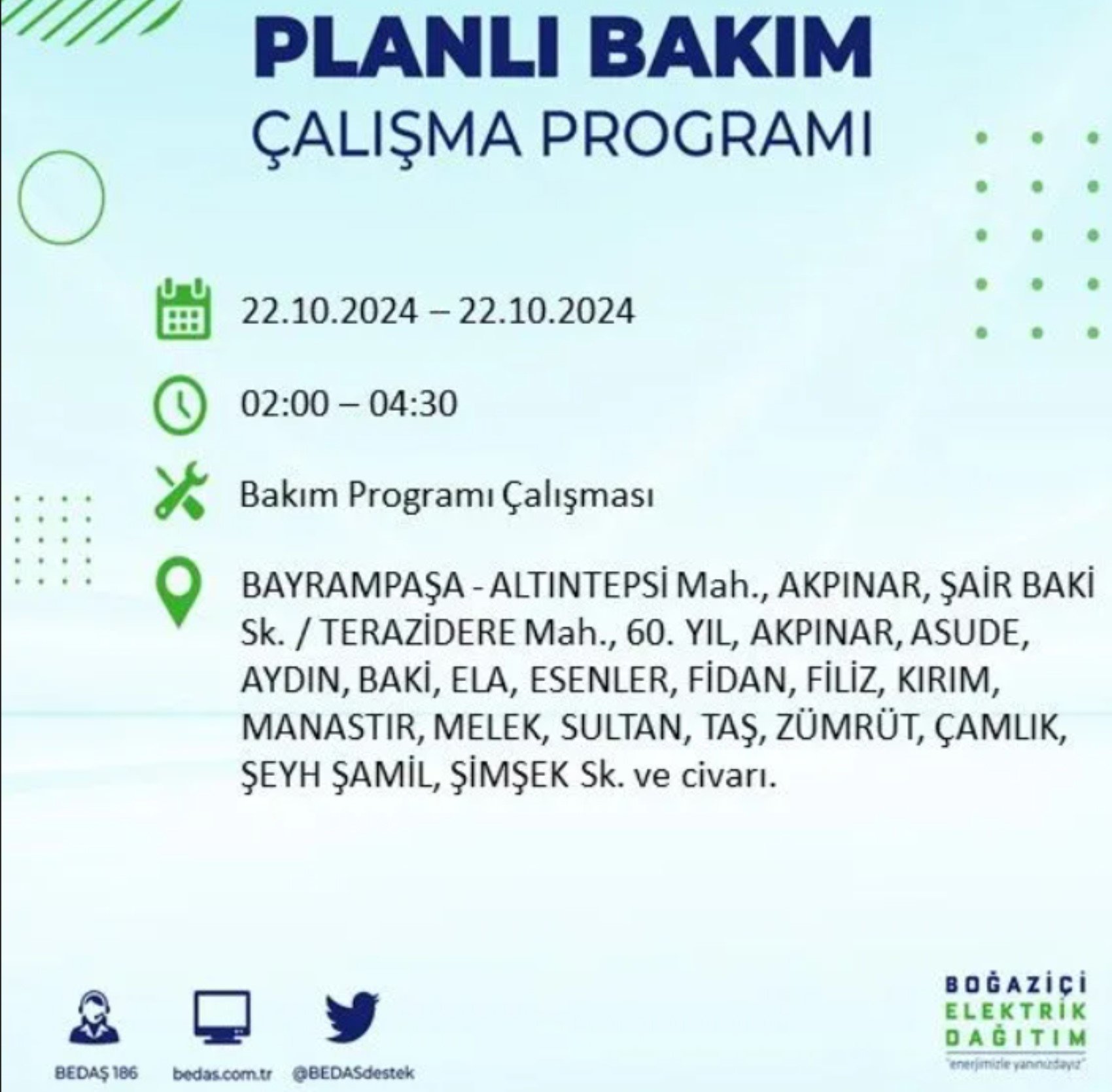 İstanbul’un hangi ilçelerinde elektrik kesintisi olacak? BEDAŞ 22 Ekim elektrik kesintisi yaşanacak yerleri açıkladı!