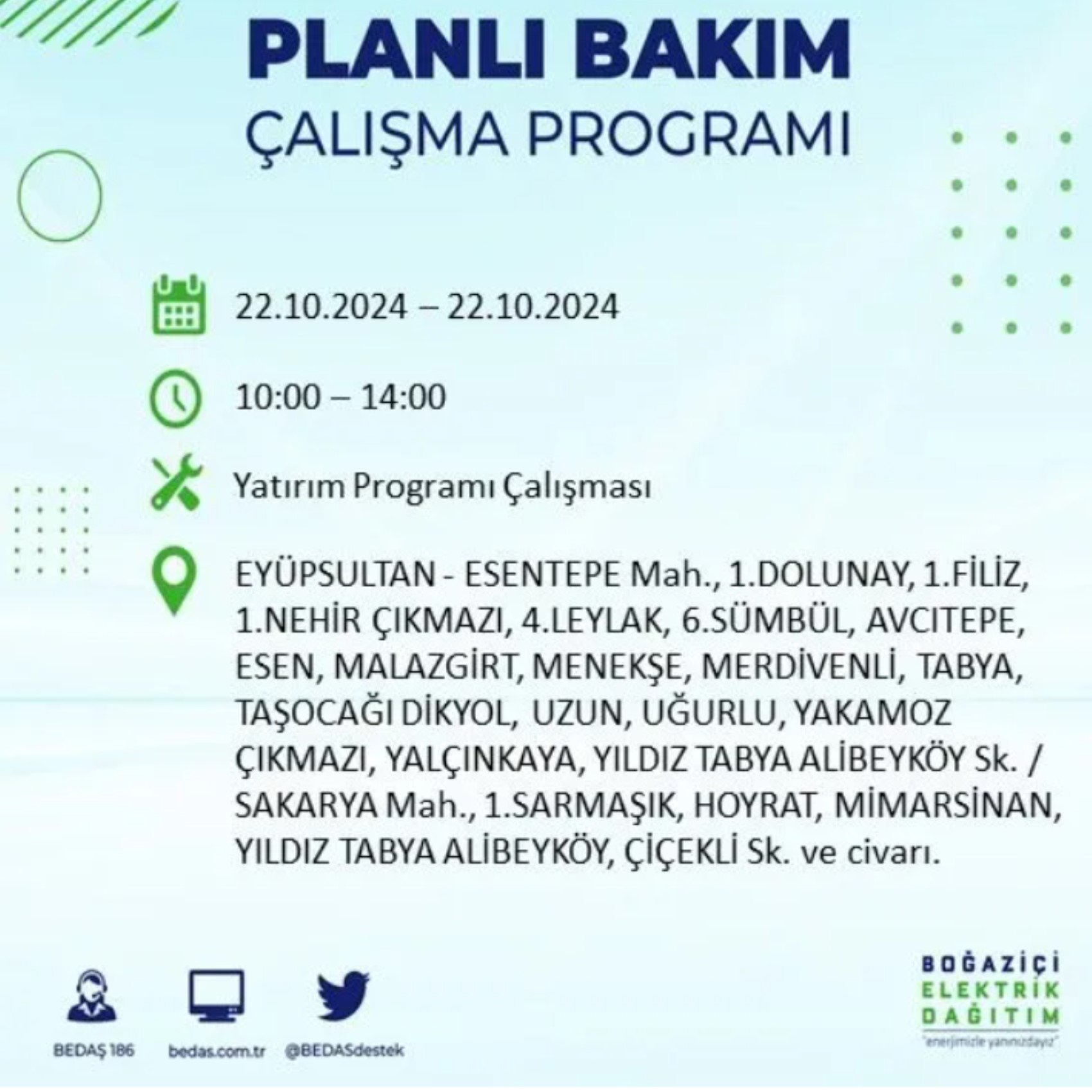 İstanbul’un hangi ilçelerinde elektrik kesintisi olacak? BEDAŞ 22 Ekim elektrik kesintisi yaşanacak yerleri açıkladı!