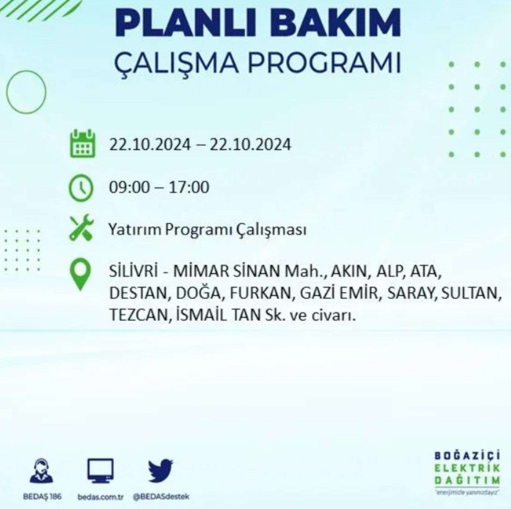 İstanbul’un hangi ilçelerinde elektrik kesintisi olacak? BEDAŞ 22 Ekim elektrik kesintisi yaşanacak yerleri açıkladı!