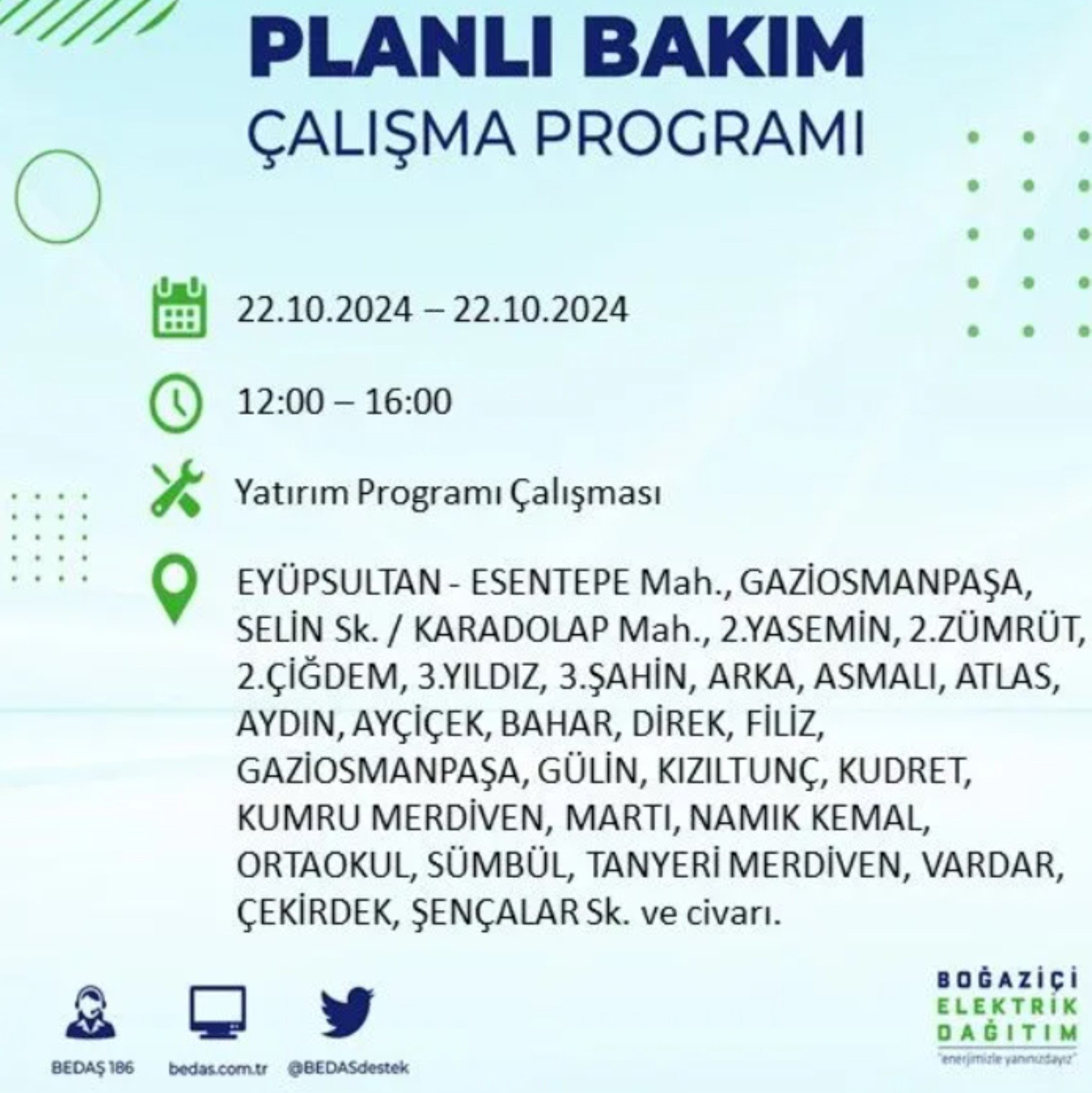 İstanbul’un hangi ilçelerinde elektrik kesintisi olacak? BEDAŞ 22 Ekim elektrik kesintisi yaşanacak yerleri açıkladı!