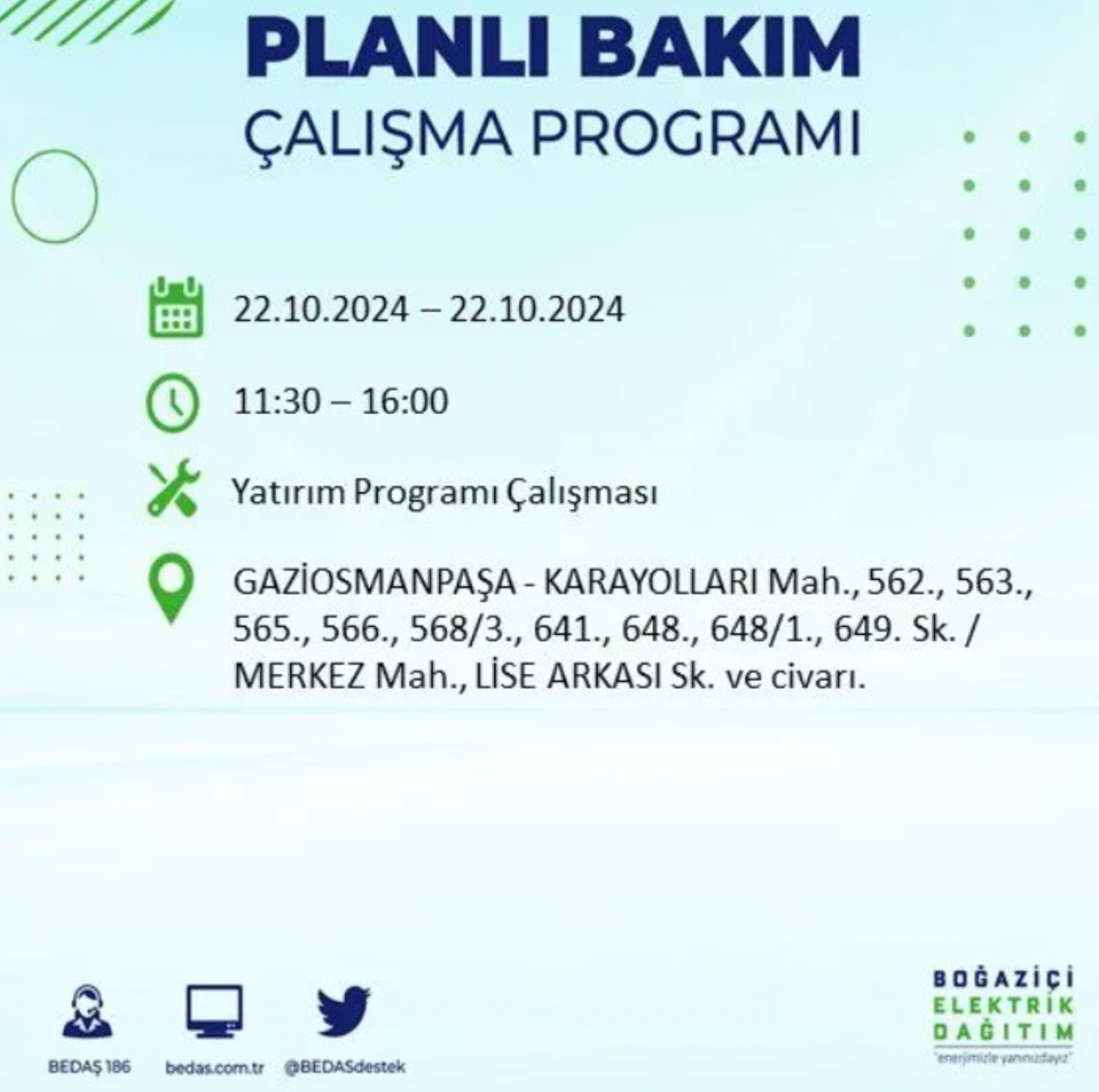 İstanbul’un hangi ilçelerinde elektrik kesintisi olacak? BEDAŞ 22 Ekim elektrik kesintisi yaşanacak yerleri açıkladı!