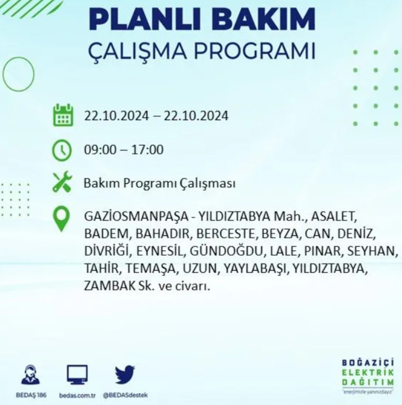 İstanbul’un hangi ilçelerinde elektrik kesintisi olacak? BEDAŞ 22 Ekim elektrik kesintisi yaşanacak yerleri açıkladı!