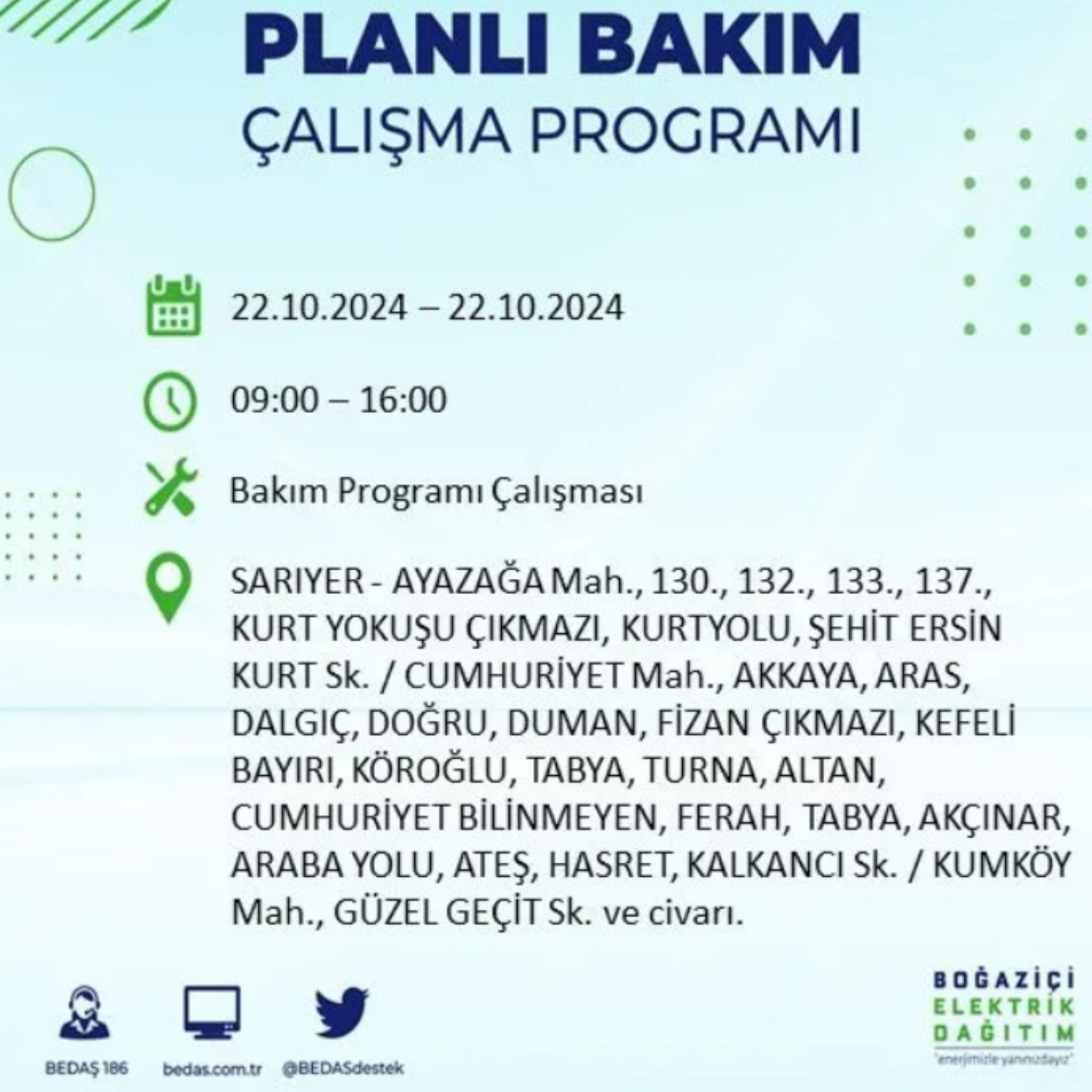 İstanbul’un hangi ilçelerinde elektrik kesintisi olacak? BEDAŞ 22 Ekim elektrik kesintisi yaşanacak yerleri açıkladı!