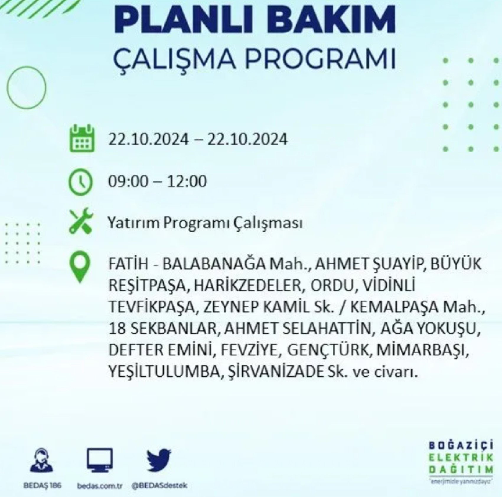 İstanbul’un hangi ilçelerinde elektrik kesintisi olacak? BEDAŞ 22 Ekim elektrik kesintisi yaşanacak yerleri açıkladı!