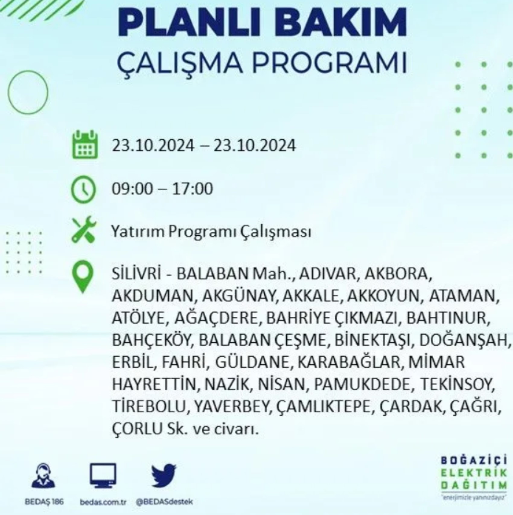 İstanbul'da elektrik kesintisi: 23 Ekim'de hangi mahalleler etkilenecek?