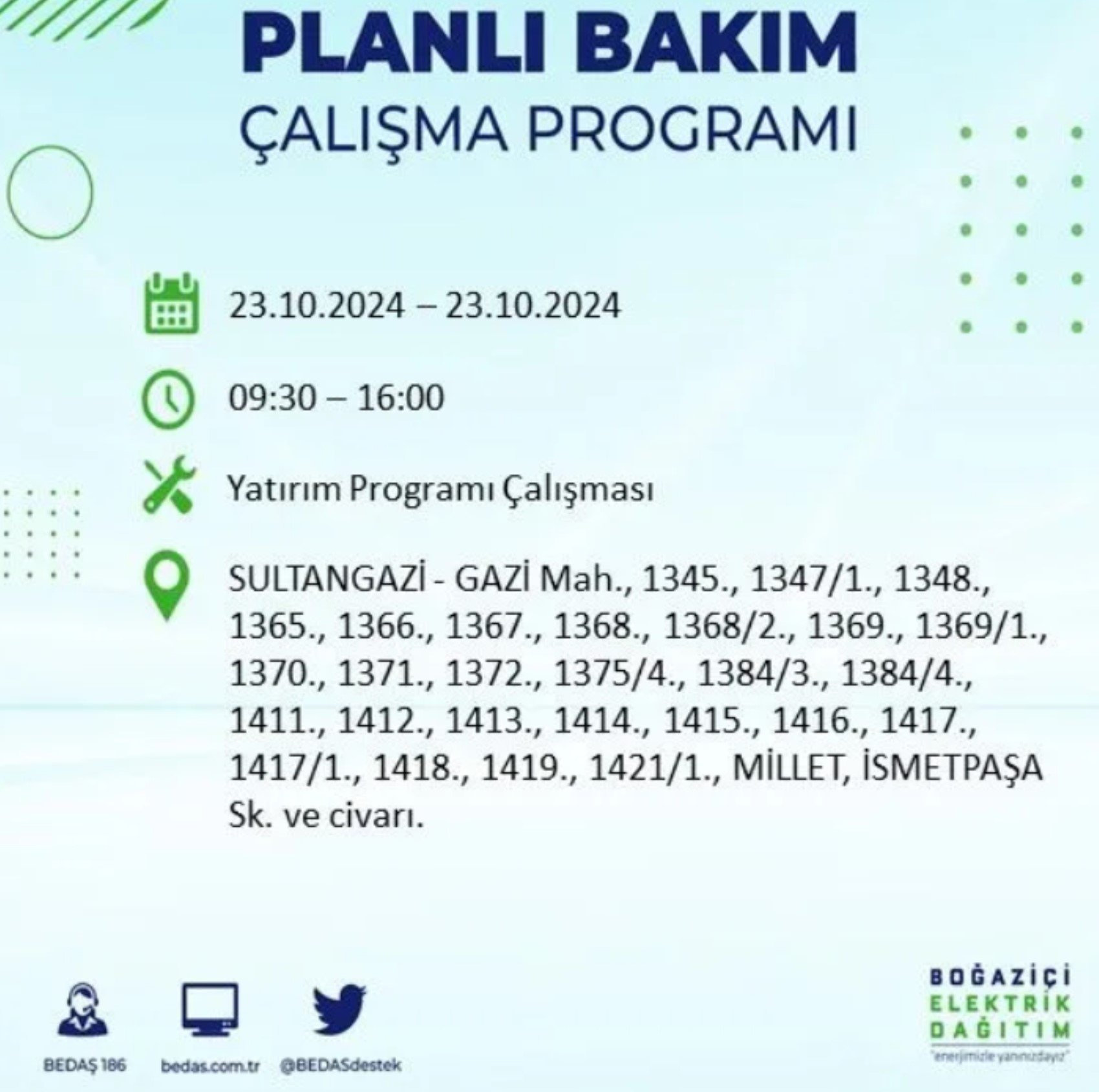 İstanbul'da elektrik kesintisi: 23 Ekim'de hangi mahalleler etkilenecek?