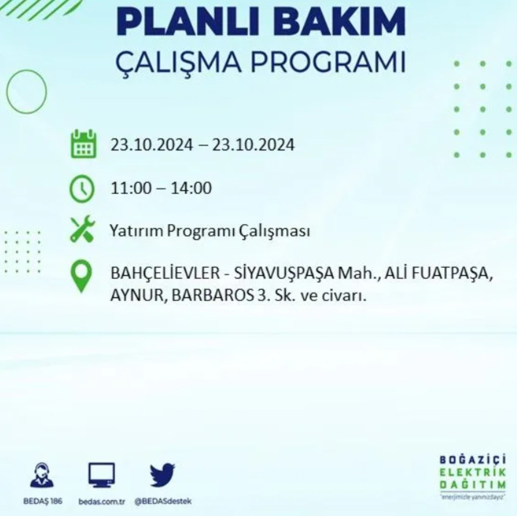 İstanbul'da elektrik kesintisi: 23 Ekim'de hangi mahalleler etkilenecek?