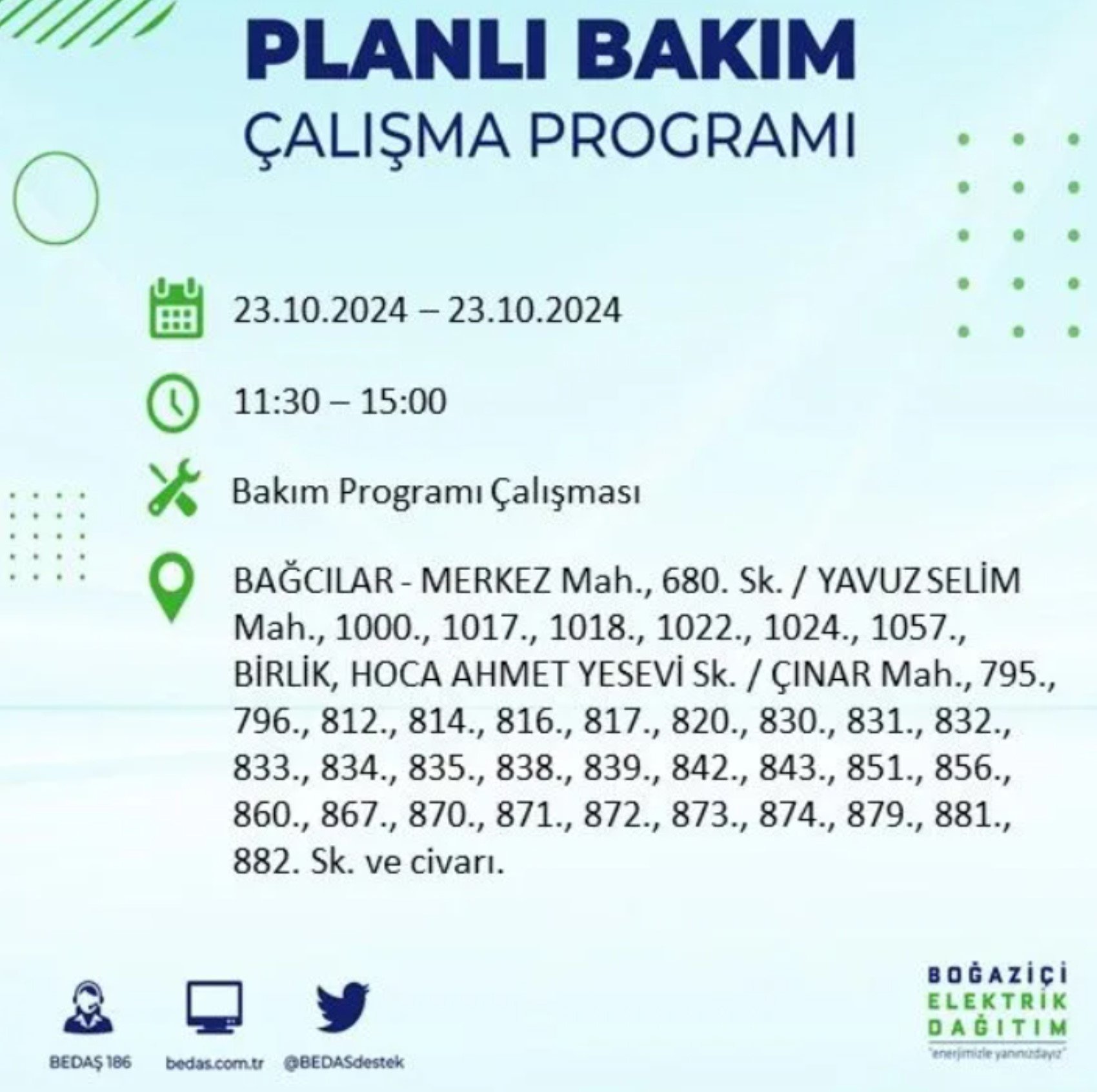 İstanbul'da elektrik kesintisi: 23 Ekim'de hangi mahalleler etkilenecek?