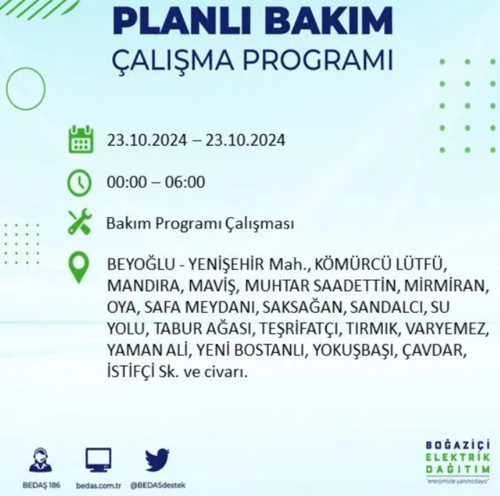 İstanbul'da elektrik kesintisi: 23 Ekim'de hangi mahalleler etkilenecek?