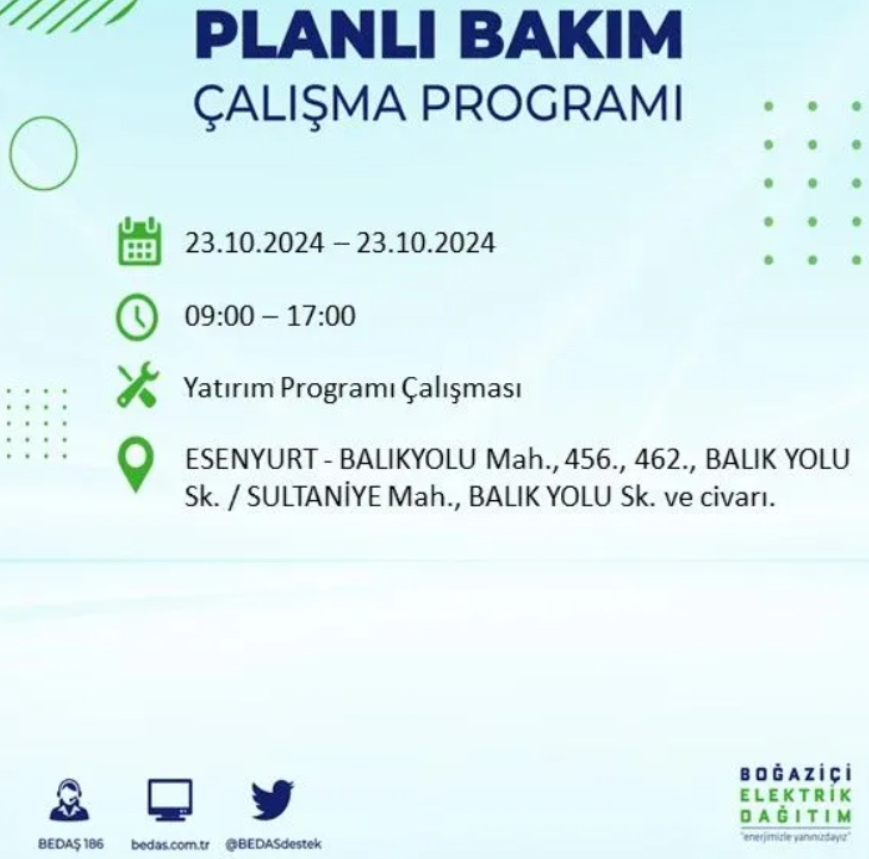 İstanbul'da elektrik kesintisi: 23 Ekim'de hangi mahalleler etkilenecek?