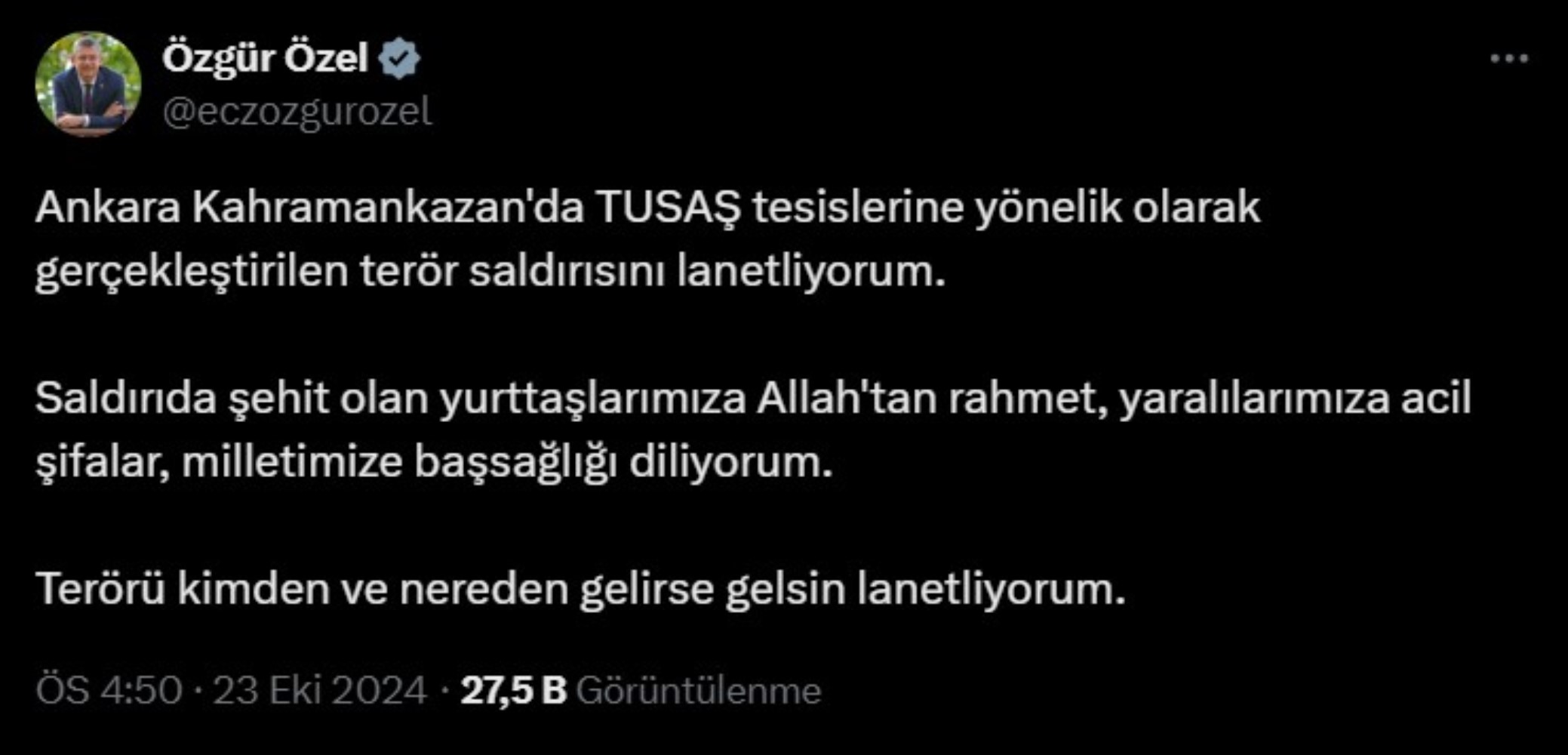 TUSAŞ patlaması ardından siyasi isimlerden gelen geçmiş olsun mesajları!