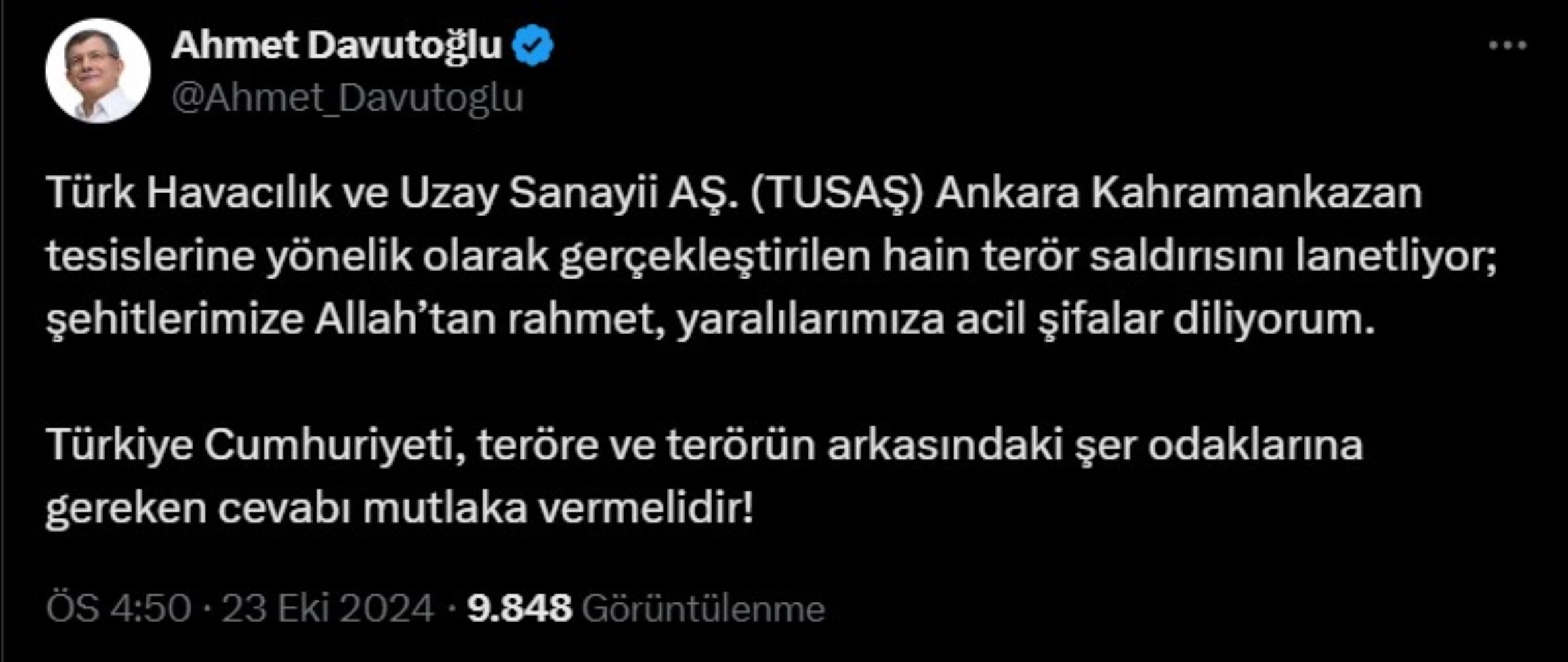 TUSAŞ patlaması ardından siyasi isimlerden gelen geçmiş olsun mesajları!