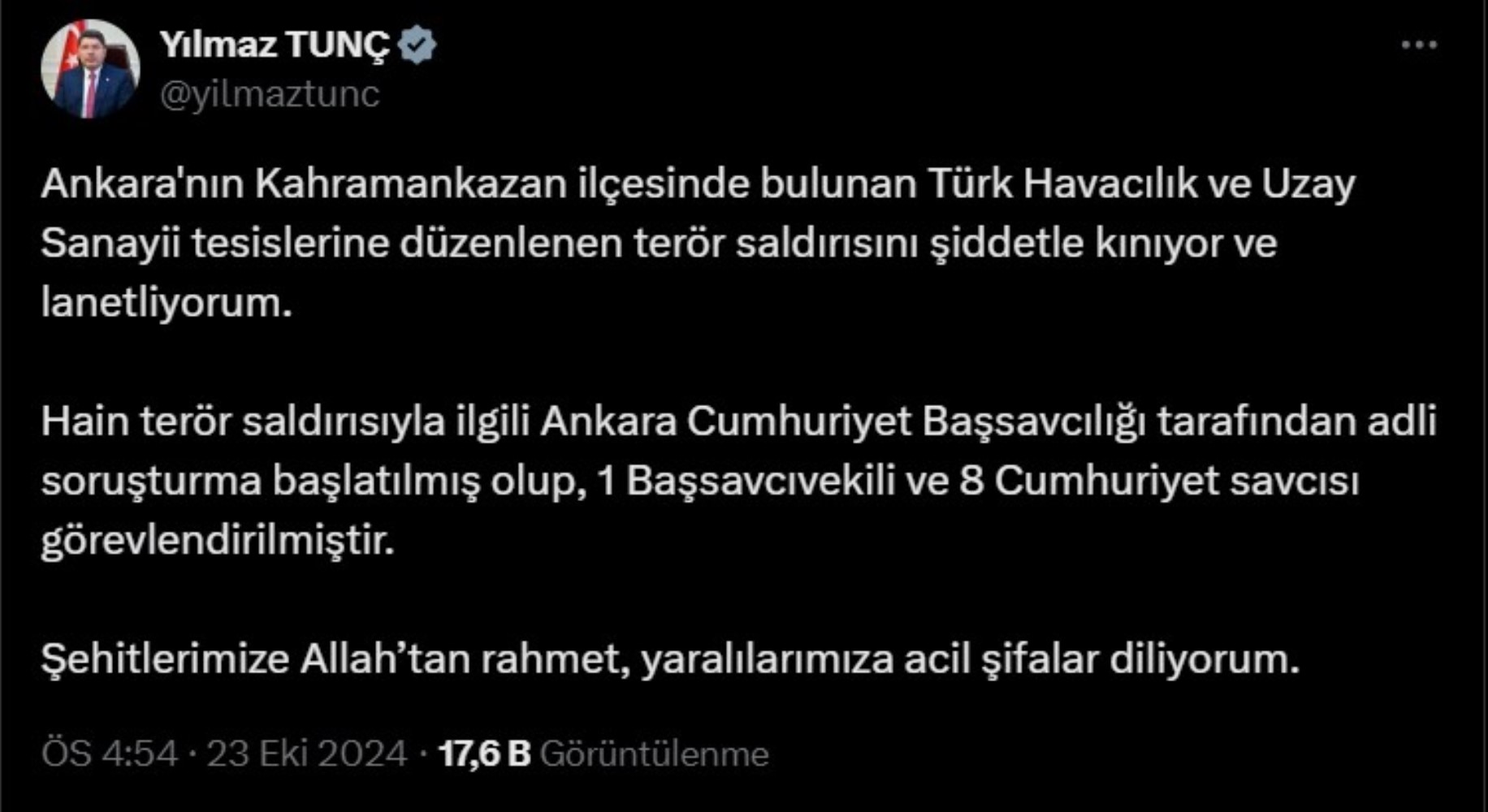 TUSAŞ patlaması ardından siyasi isimlerden gelen geçmiş olsun mesajları!