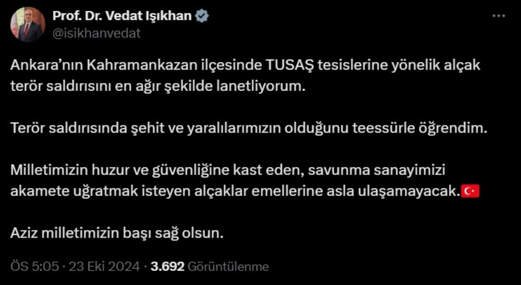 TUSAŞ patlaması ardından siyasi isimlerden gelen geçmiş olsun mesajları!