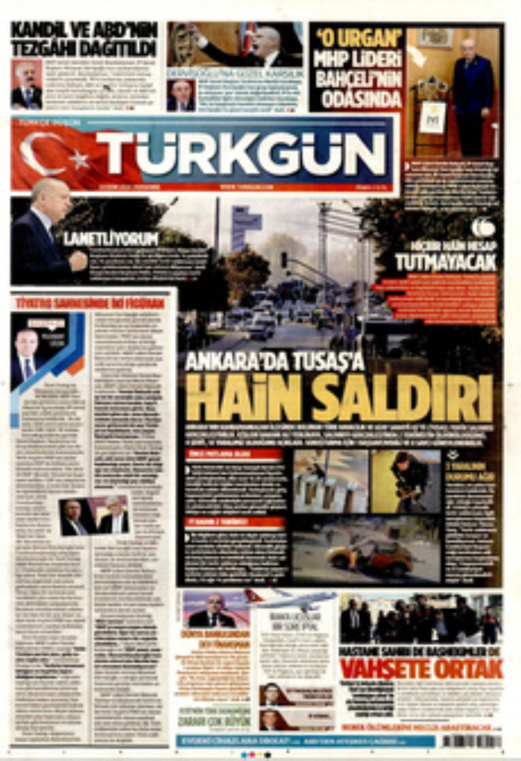 TUSAŞ'a hain terör saldırısı! Gazete manşetleri nasıl gördü?
