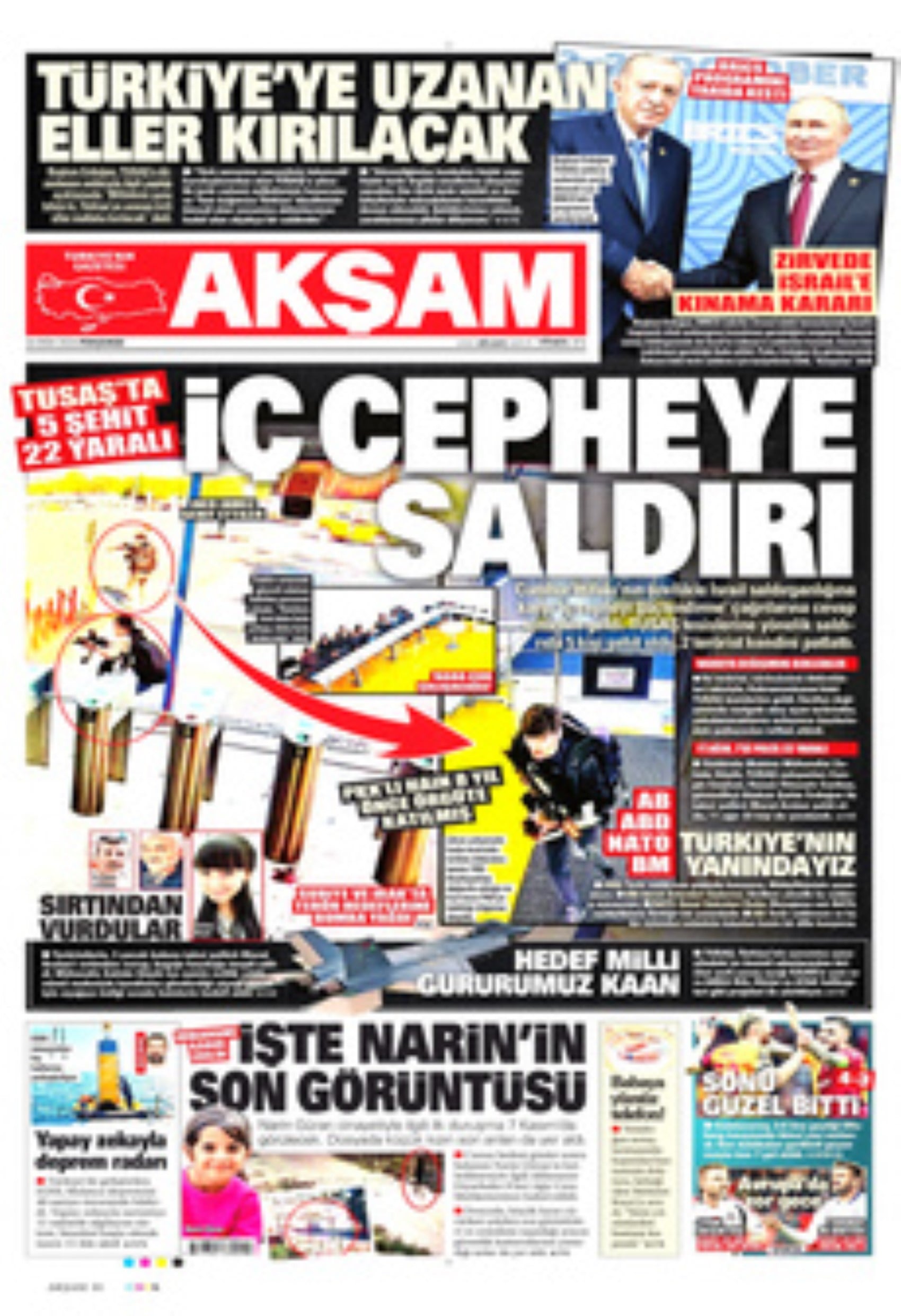 TUSAŞ'a hain terör saldırısı! Gazete manşetleri nasıl gördü?