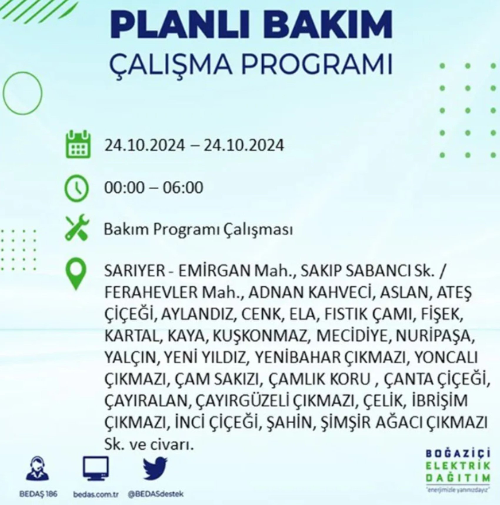 İstanbul'da elektrik kesintisi: 24 Ekim'de hangi mahalleler etkilenecek?