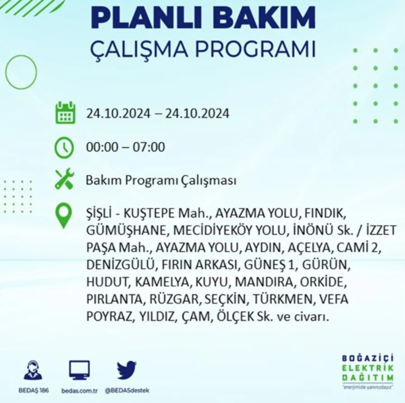 İstanbul'da elektrik kesintisi: 24 Ekim'de hangi mahalleler etkilenecek?