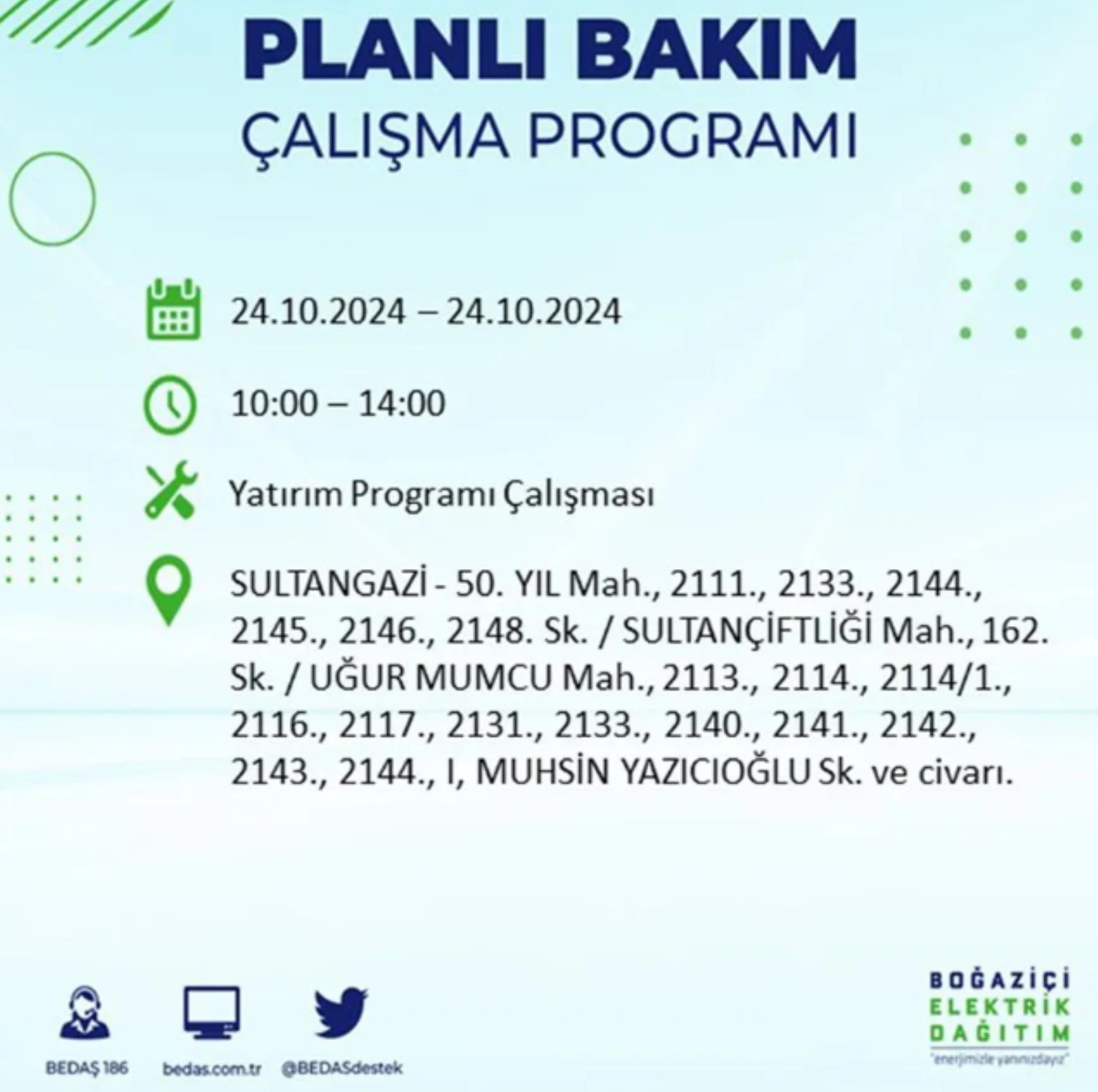 İstanbul'da elektrik kesintisi: 24 Ekim'de hangi mahalleler etkilenecek?