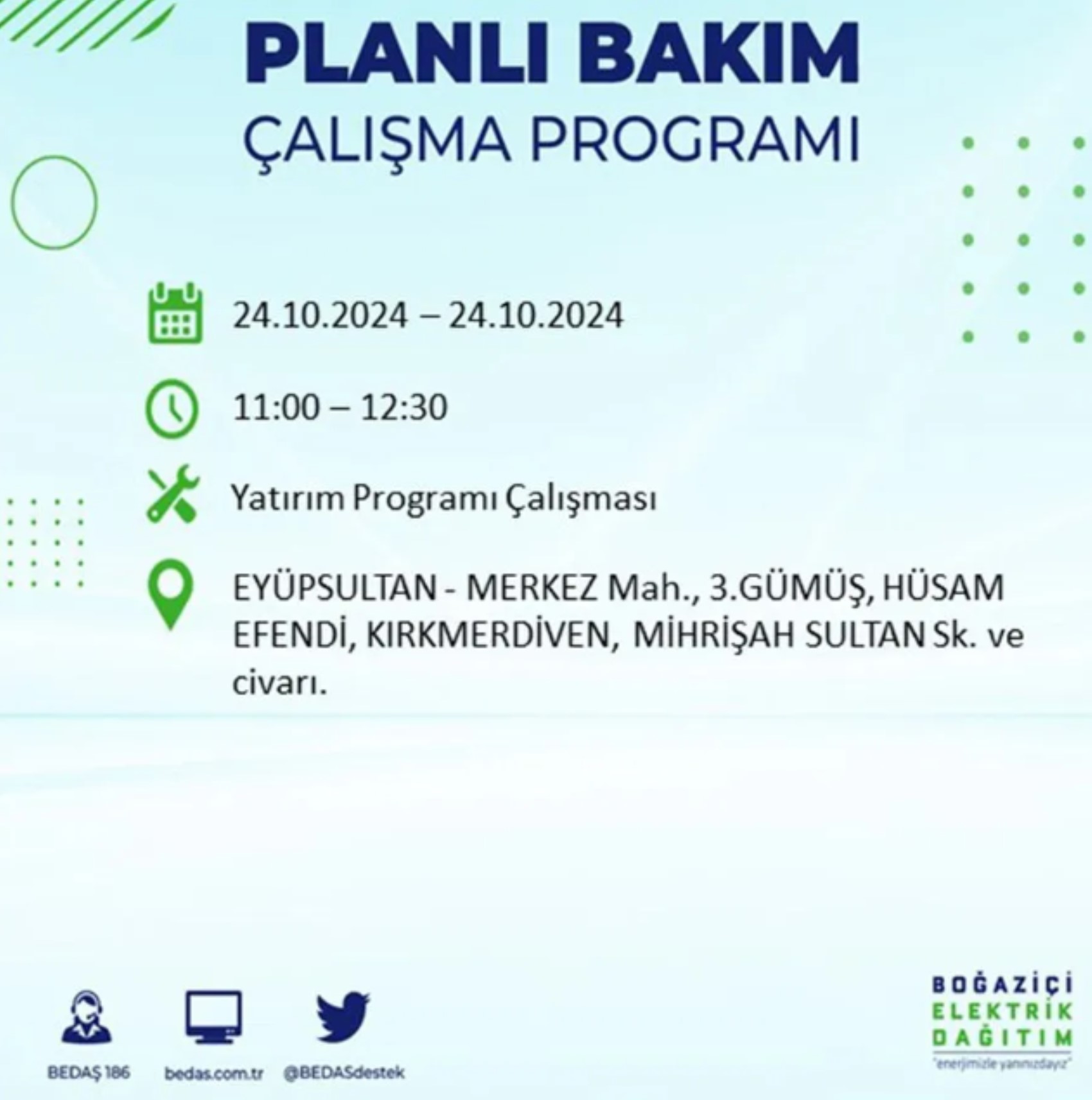 İstanbul'da elektrik kesintisi: 24 Ekim'de hangi mahalleler etkilenecek?