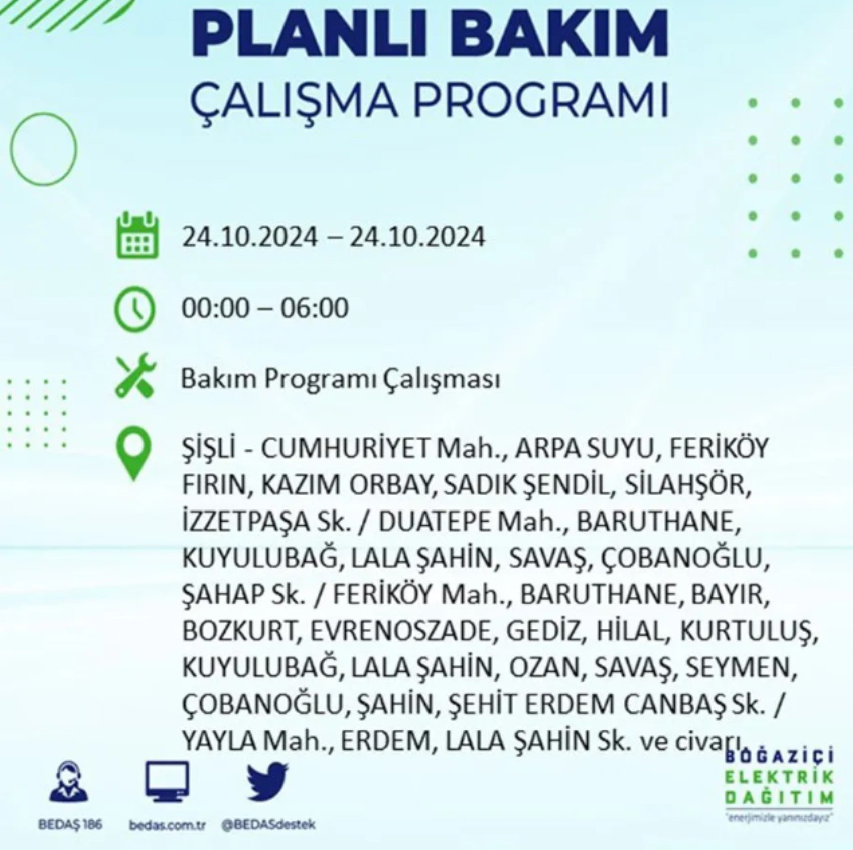 İstanbul'da elektrik kesintisi: 24 Ekim'de hangi mahalleler etkilenecek?