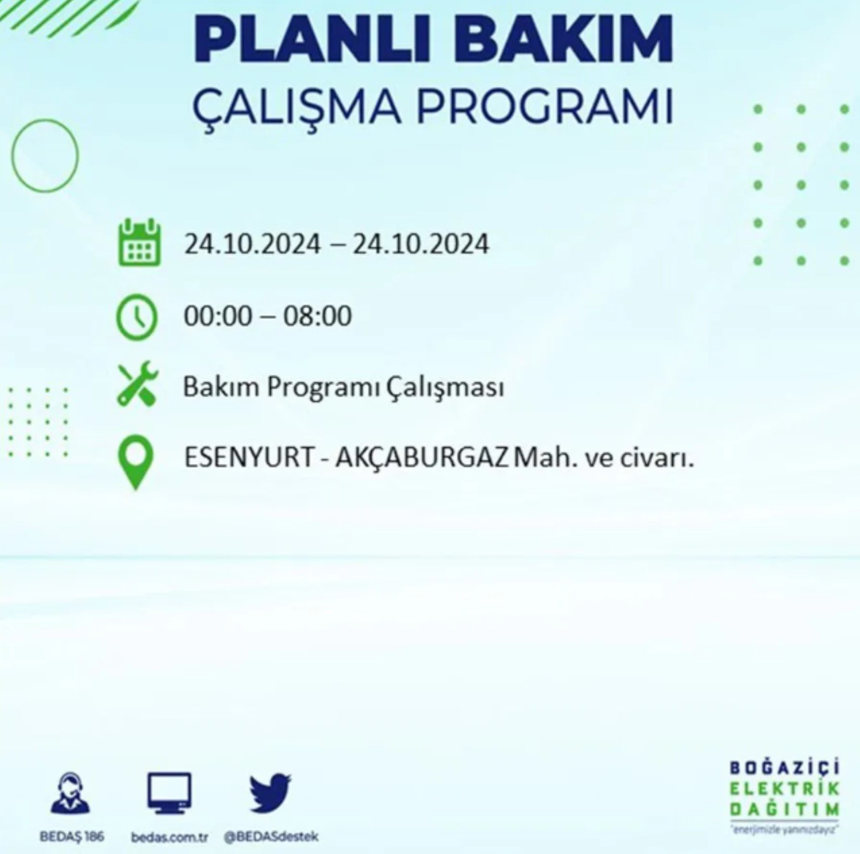 İstanbul'da elektrik kesintisi: 24 Ekim'de hangi mahalleler etkilenecek?