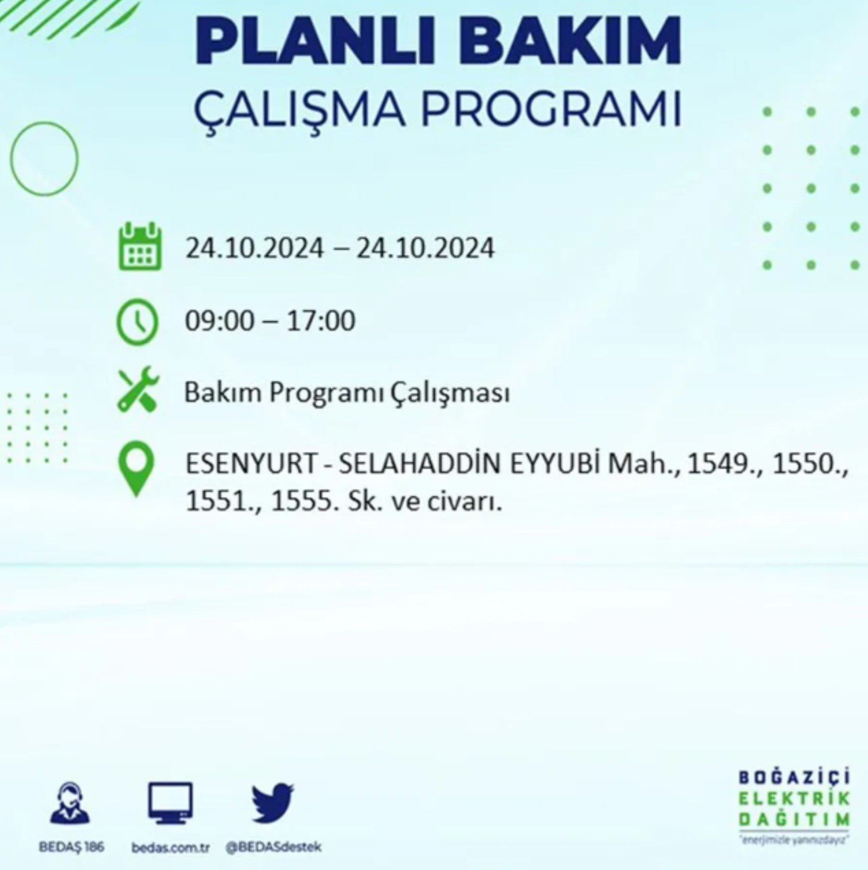 İstanbul'da elektrik kesintisi: 24 Ekim'de hangi mahalleler etkilenecek?