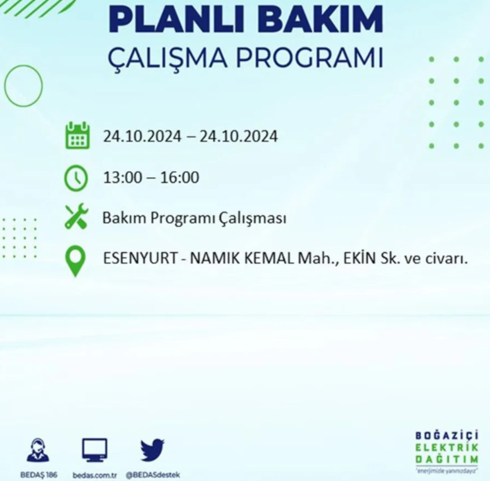 İstanbul'da elektrik kesintisi: 24 Ekim'de hangi mahalleler etkilenecek?