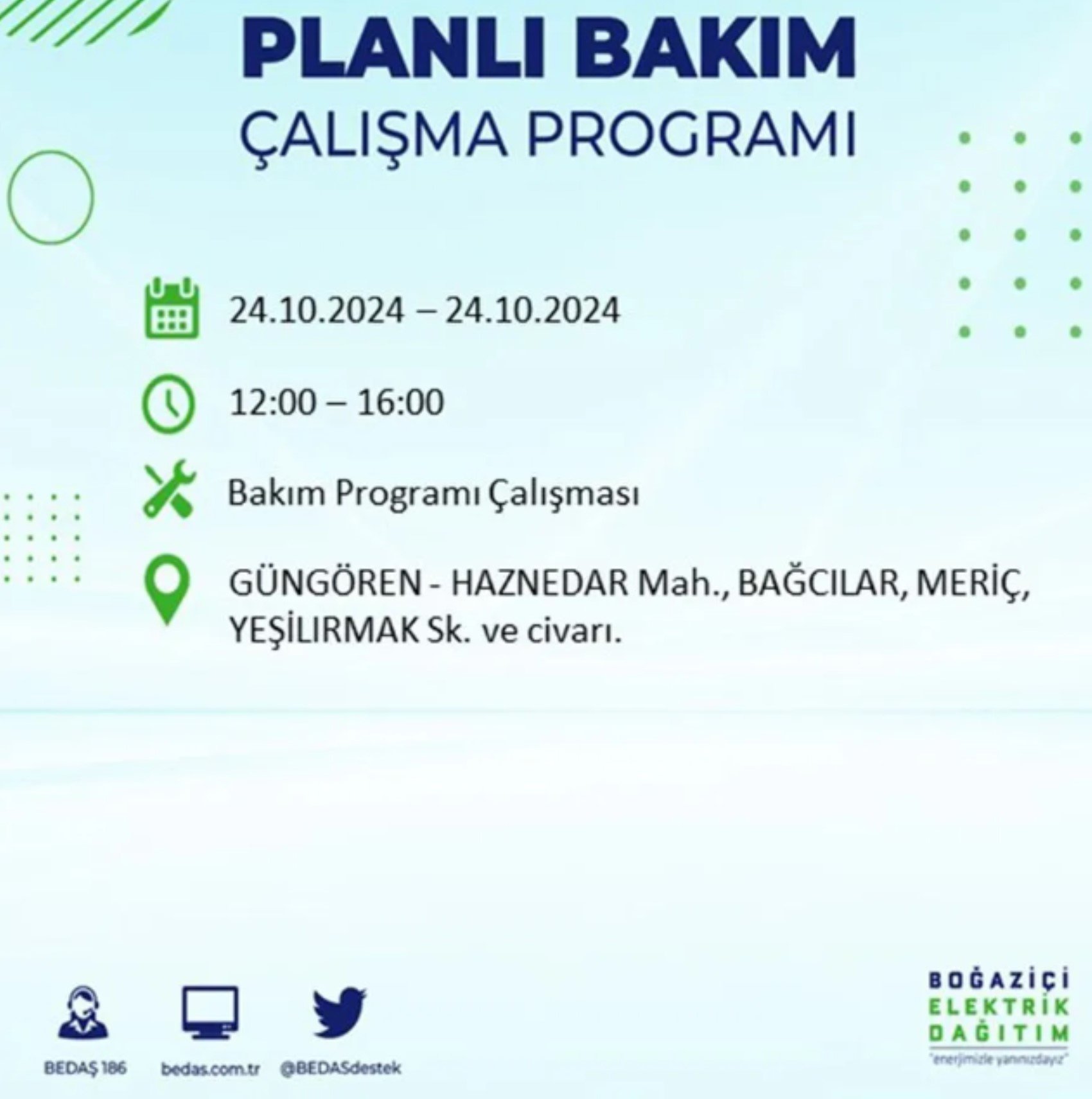 İstanbul'da elektrik kesintisi: 24 Ekim'de hangi mahalleler etkilenecek?