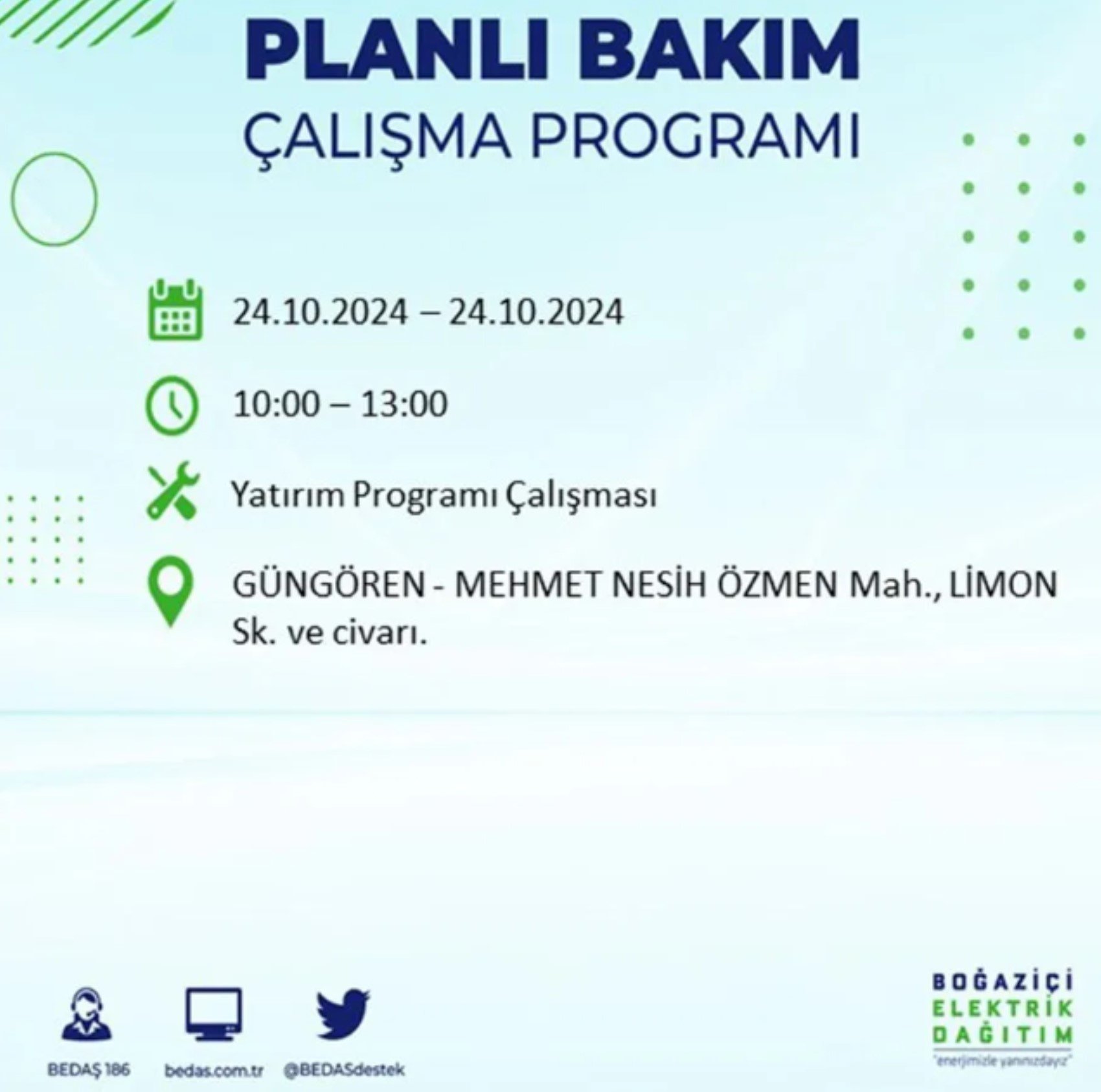 İstanbul'da elektrik kesintisi: 24 Ekim'de hangi mahalleler etkilenecek?