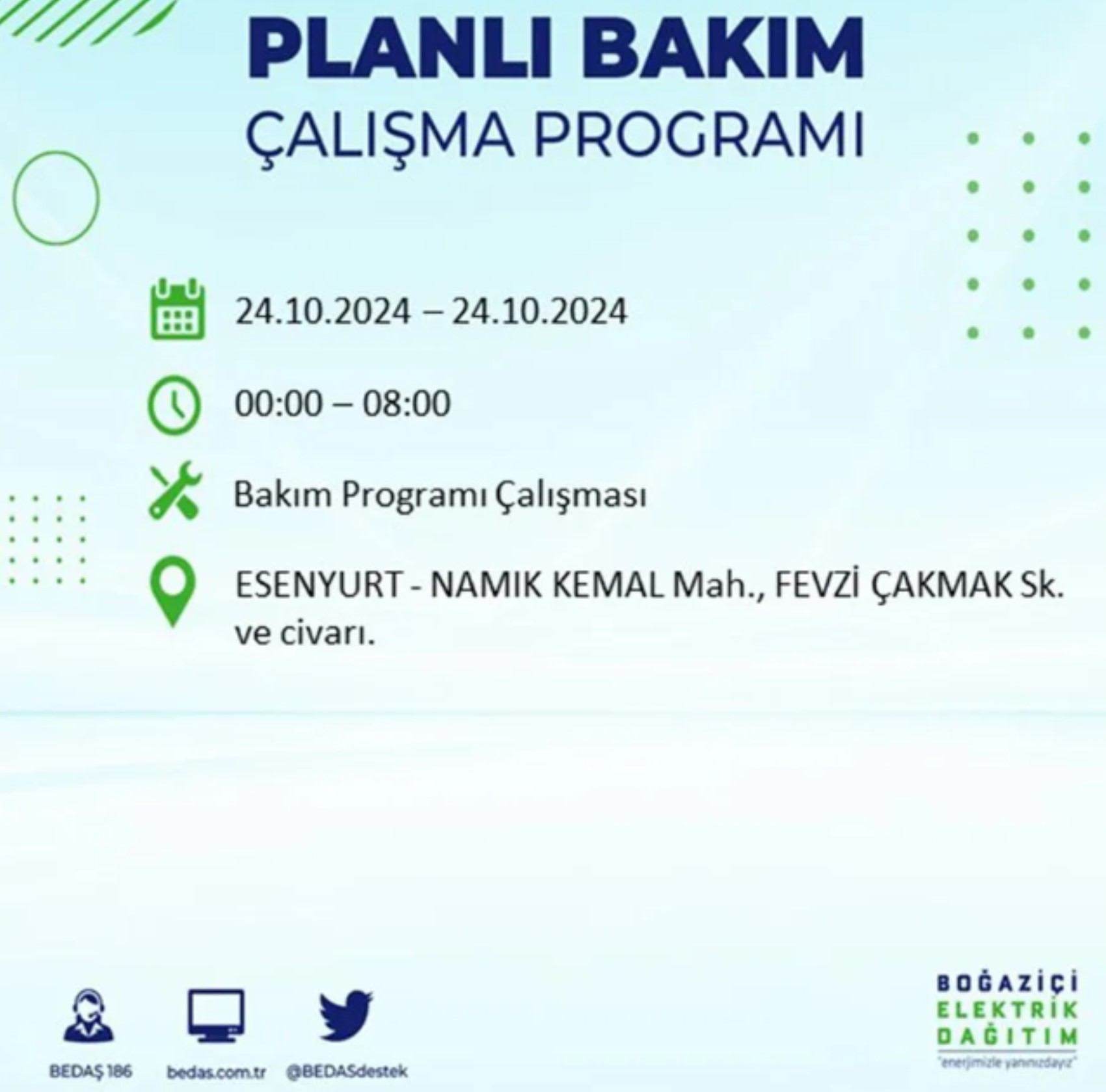 İstanbul'da elektrik kesintisi: 24 Ekim'de hangi mahalleler etkilenecek?