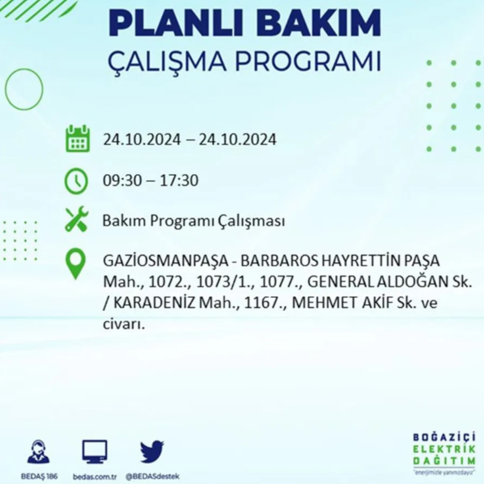 İstanbul'da elektrik kesintisi: 24 Ekim'de hangi mahalleler etkilenecek?