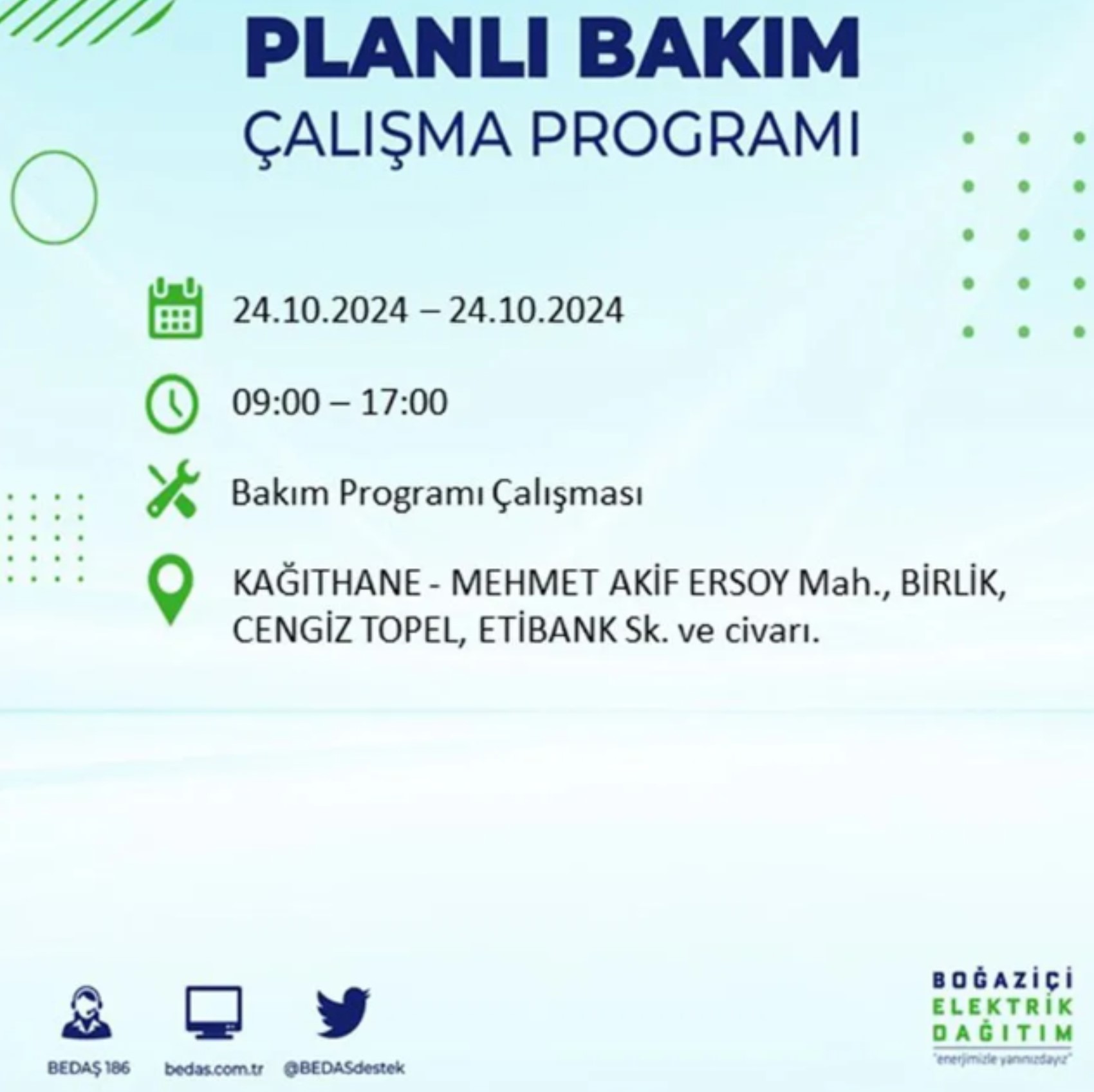 İstanbul'da elektrik kesintisi: 24 Ekim'de hangi mahalleler etkilenecek?