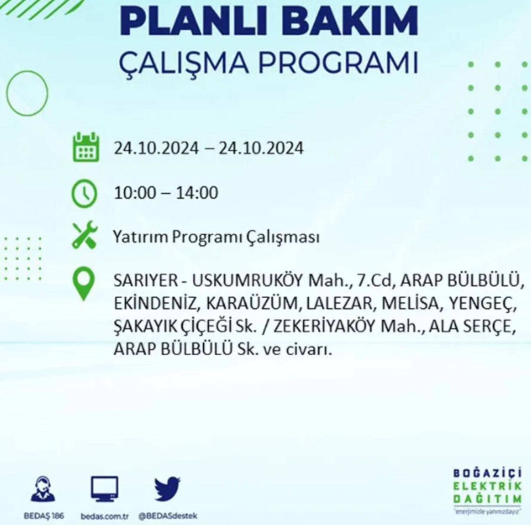 İstanbul'da elektrik kesintisi: 24 Ekim'de hangi mahalleler etkilenecek?