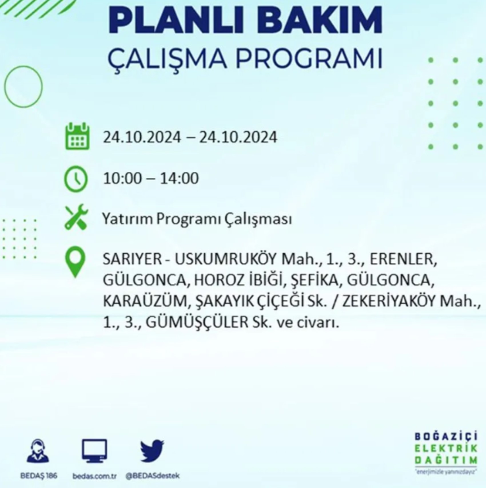 İstanbul'da elektrik kesintisi: 24 Ekim'de hangi mahalleler etkilenecek?