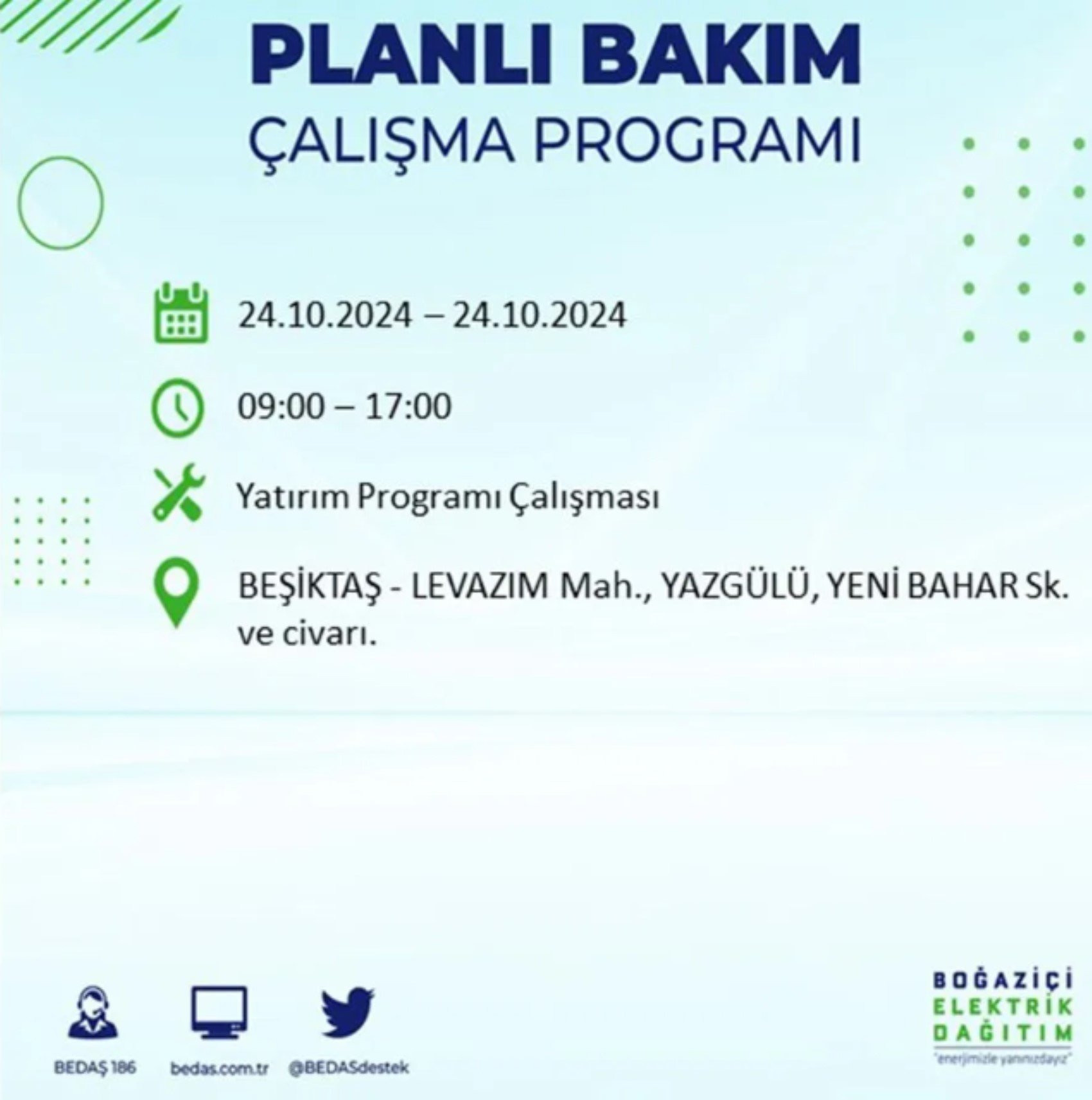 İstanbul'da elektrik kesintisi: 24 Ekim'de hangi mahalleler etkilenecek?