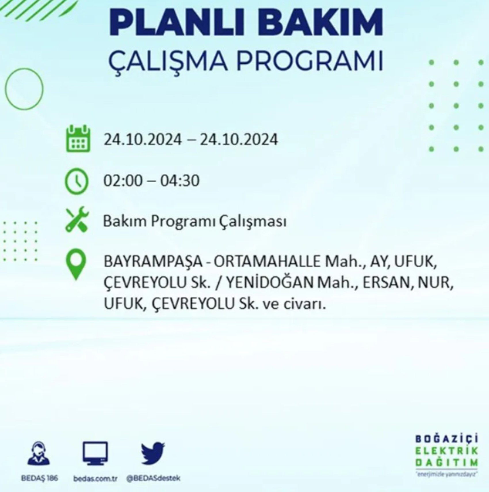 İstanbul'da elektrik kesintisi: 24 Ekim'de hangi mahalleler etkilenecek?