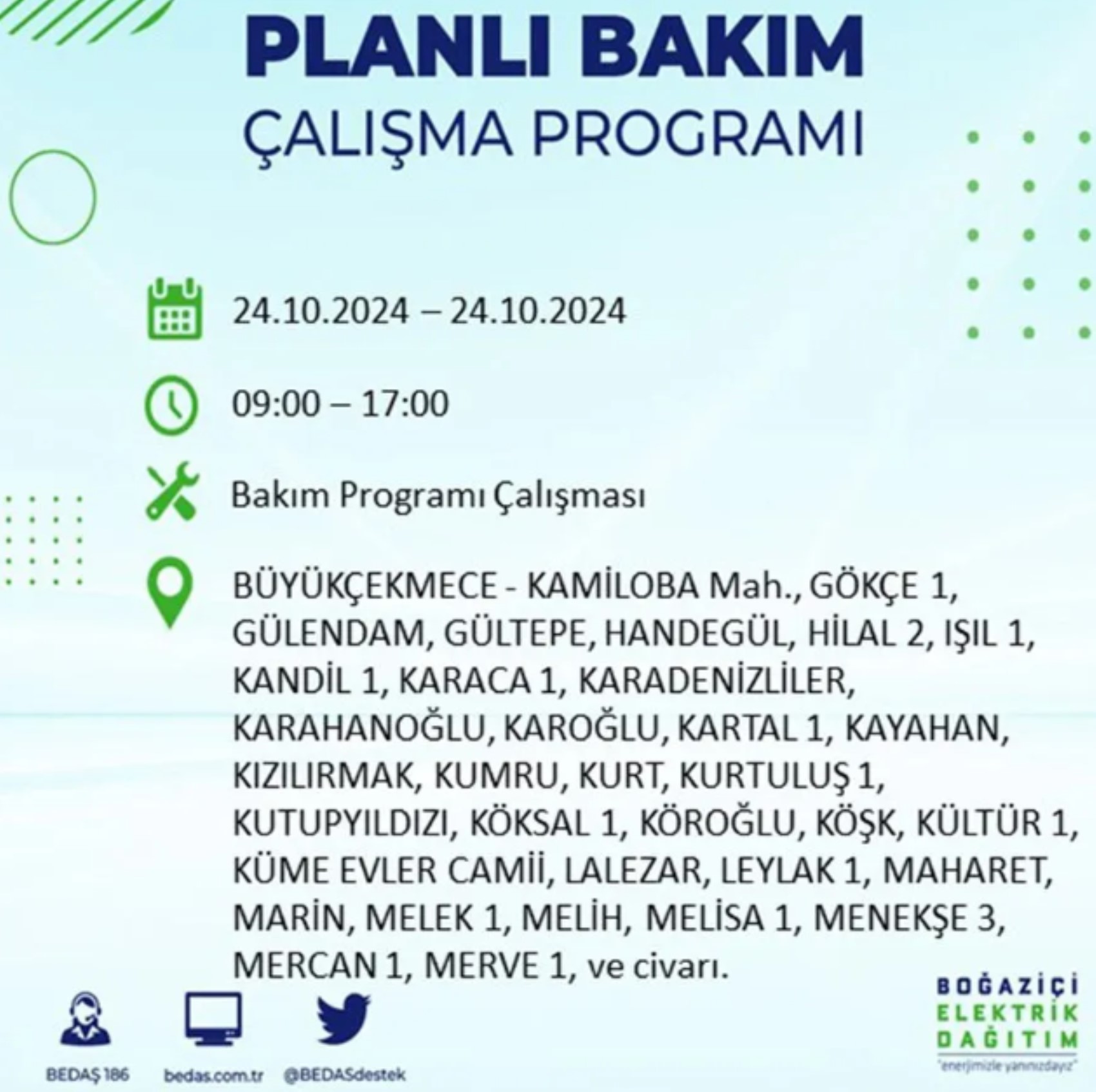 İstanbul'da elektrik kesintisi: 24 Ekim'de hangi mahalleler etkilenecek?