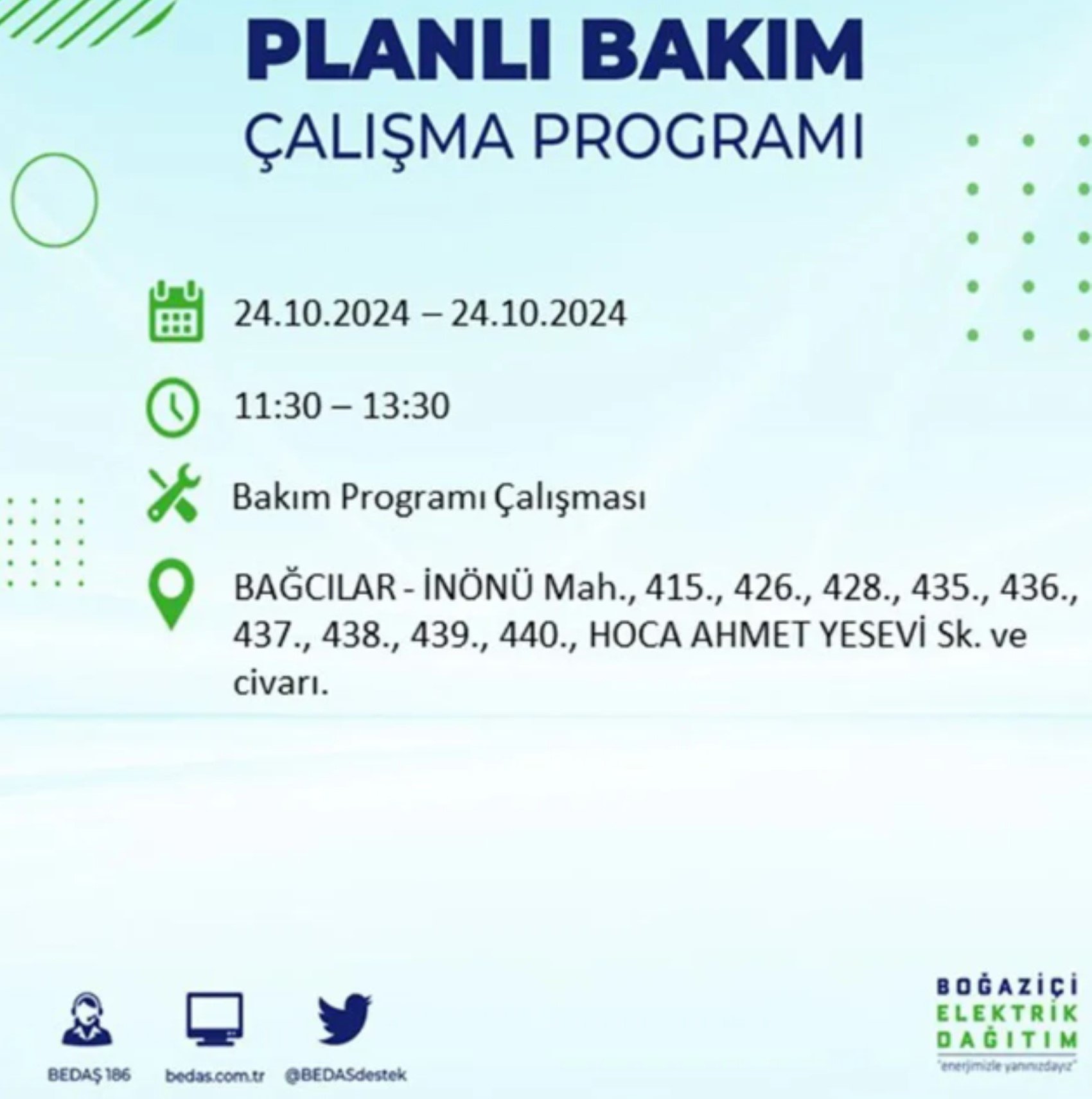 İstanbul'da elektrik kesintisi: 24 Ekim'de hangi mahalleler etkilenecek?