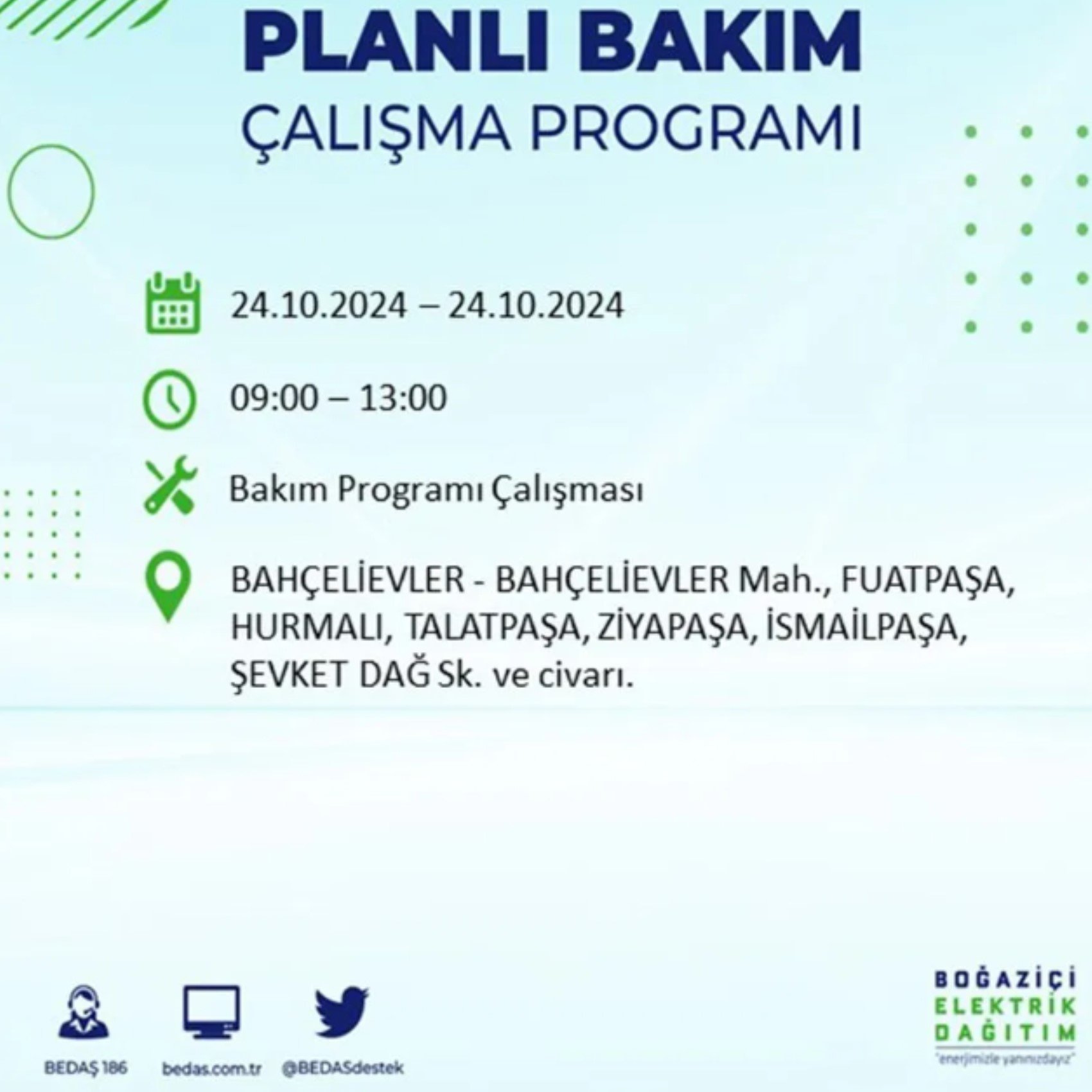 İstanbul'da elektrik kesintisi: 24 Ekim'de hangi mahalleler etkilenecek?