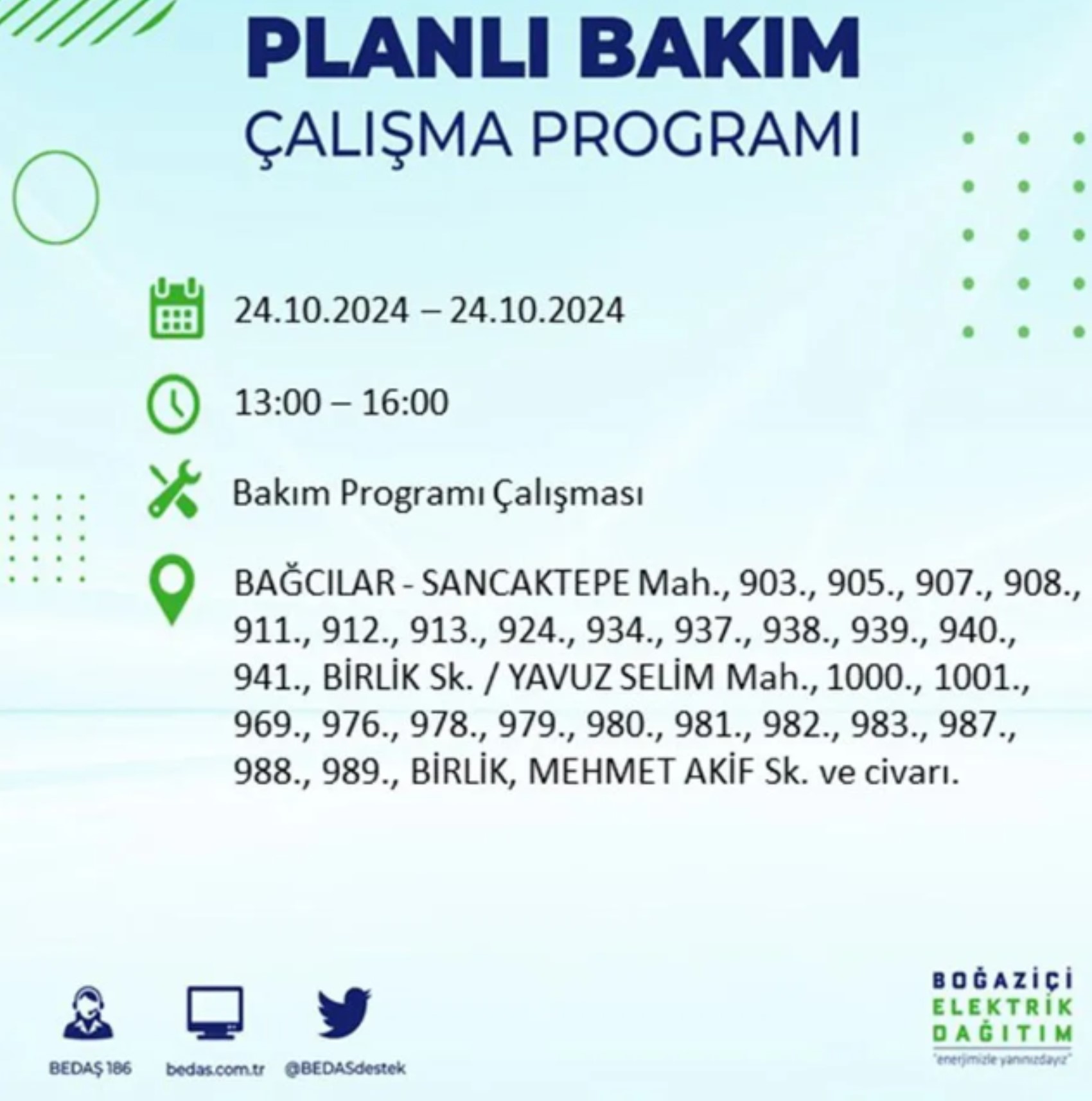 İstanbul'da elektrik kesintisi: 24 Ekim'de hangi mahalleler etkilenecek?