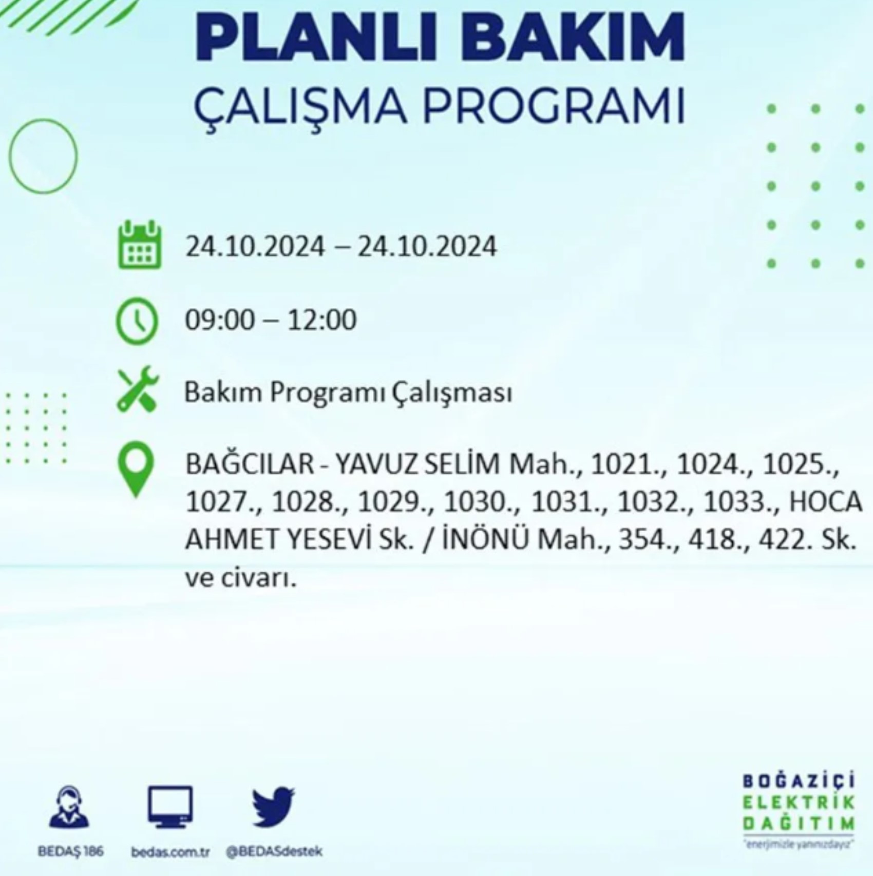 İstanbul'da elektrik kesintisi: 24 Ekim'de hangi mahalleler etkilenecek?