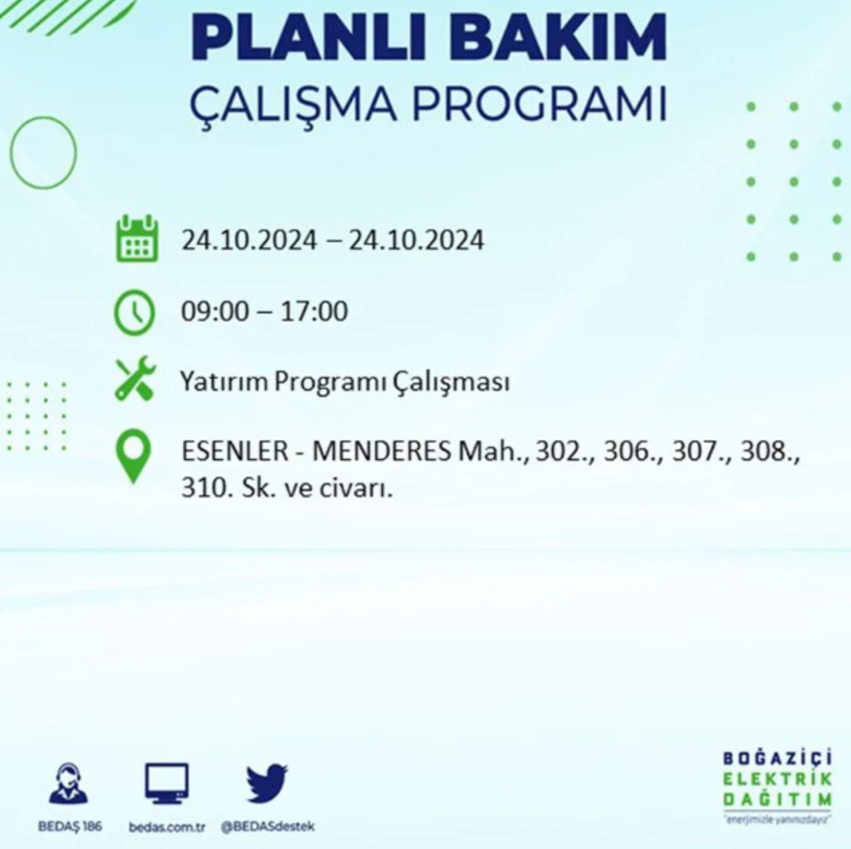 İstanbul'da elektrik kesintisi: 24 Ekim'de hangi mahalleler etkilenecek?