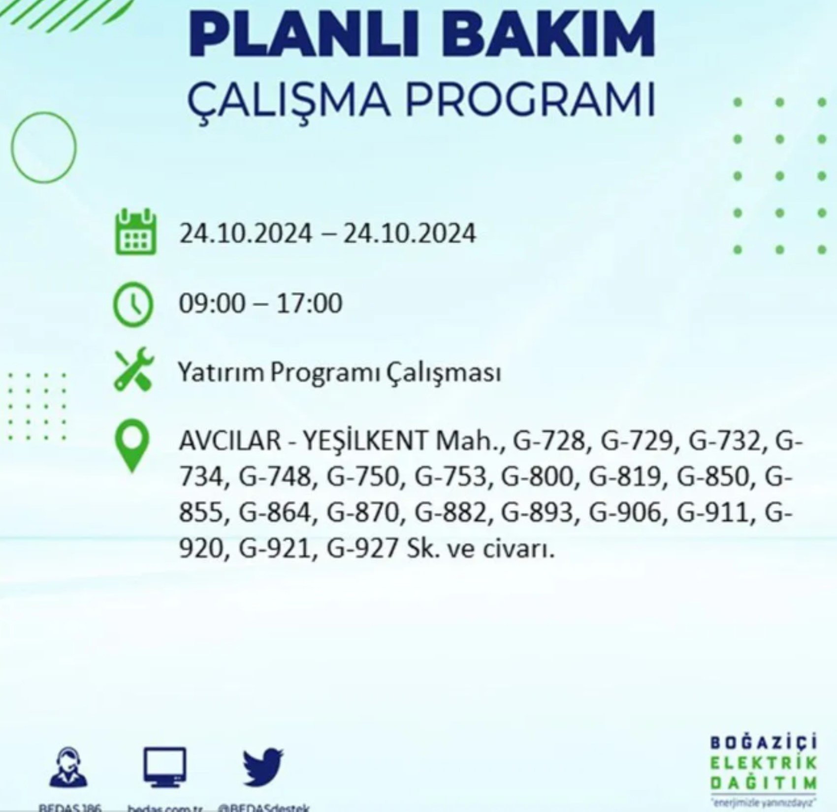 İstanbul'da elektrik kesintisi: 24 Ekim'de hangi mahalleler etkilenecek?