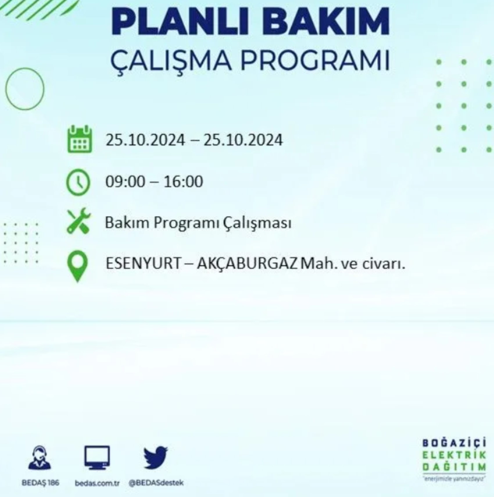 İstanbul'da elektrik kesintisi: 25 Ekim'de hangi mahalleler etkilenecek?