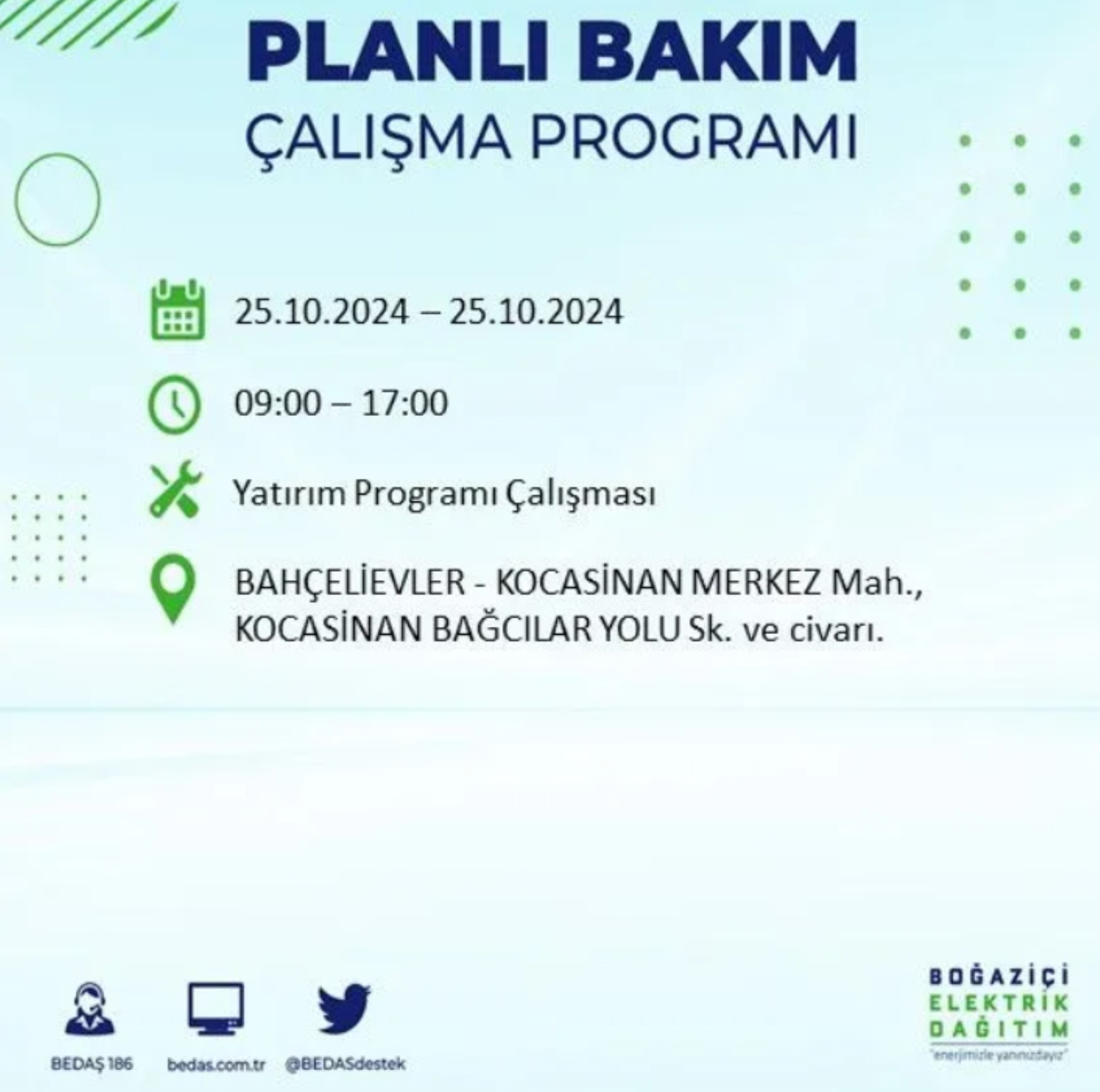 İstanbul'da elektrik kesintisi: 25 Ekim'de hangi mahalleler etkilenecek?