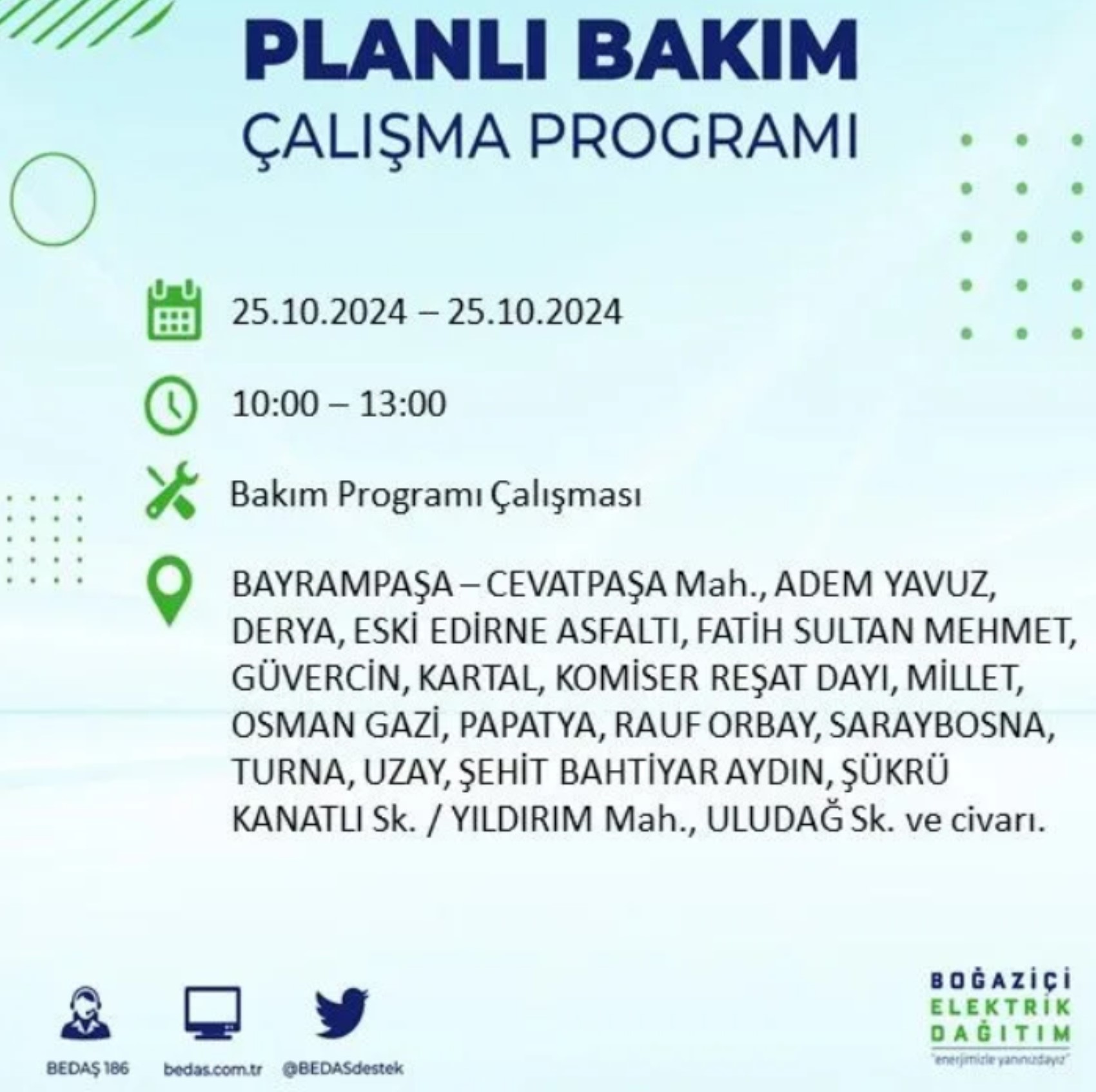 İstanbul'da elektrik kesintisi: 25 Ekim'de hangi mahalleler etkilenecek?