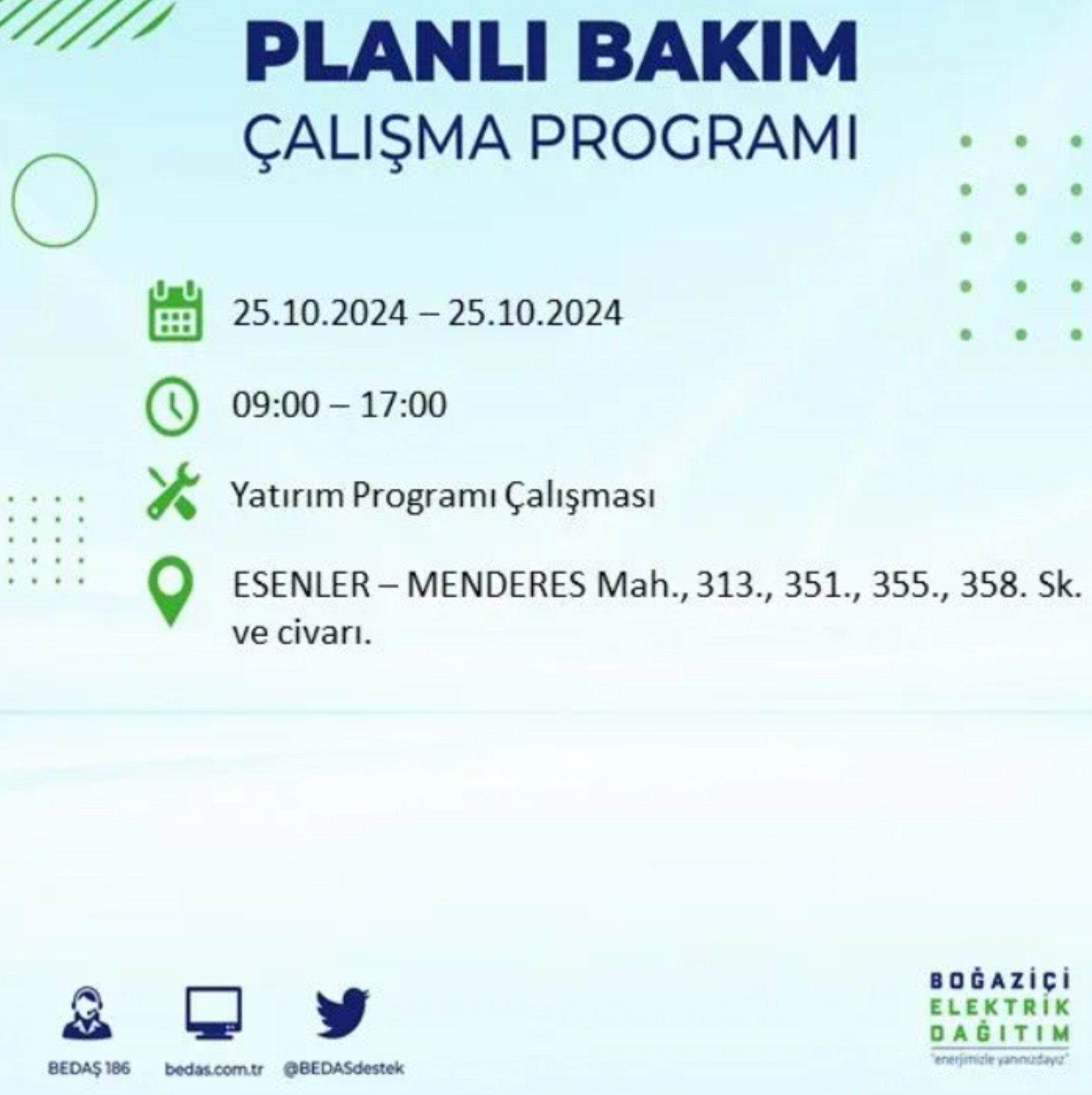 İstanbul'da elektrik kesintisi: 25 Ekim'de hangi mahalleler etkilenecek?